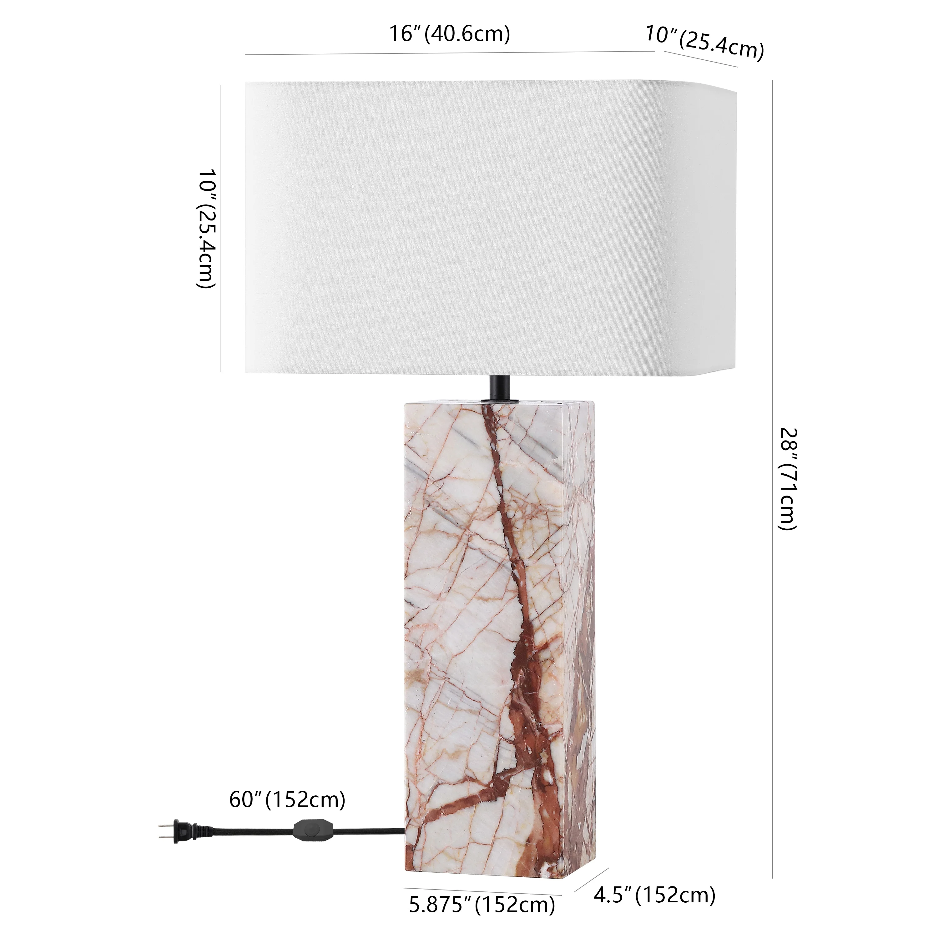 Chrisette Marble Square Base Table Lamp - Image 5
