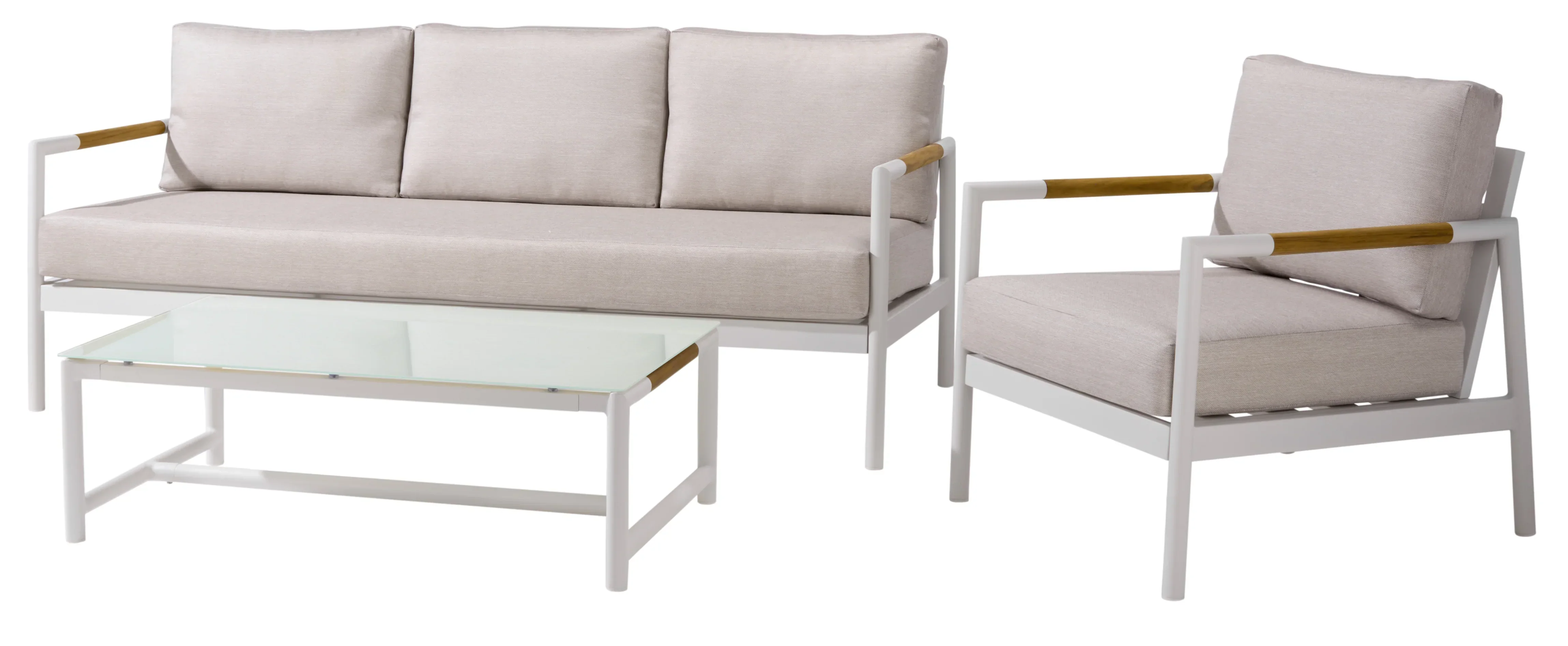 Chryssa Aluminum And Teak Patio Coffee Table - Image 13