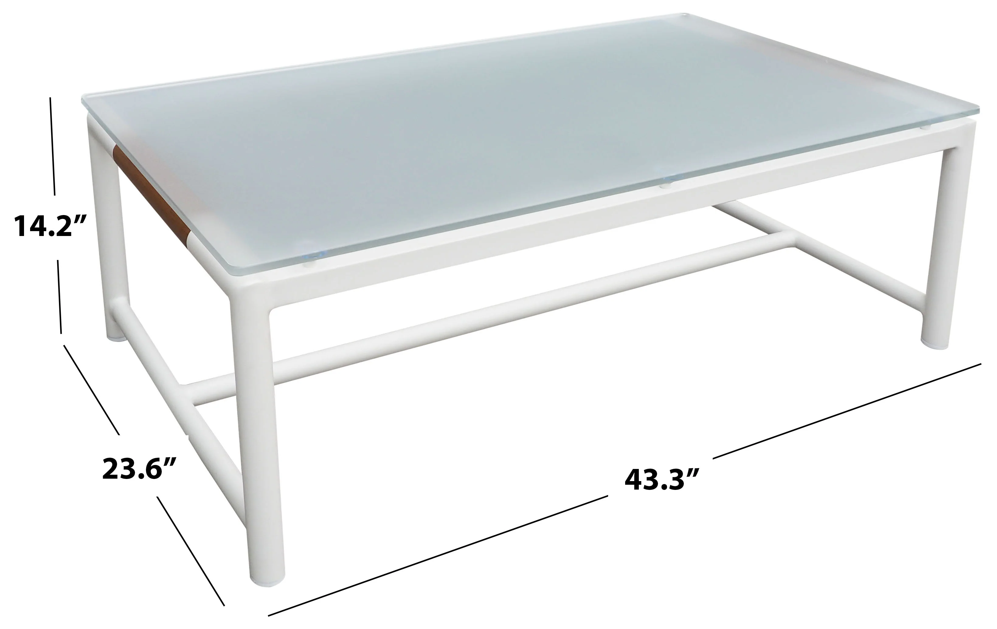 Chryssa Aluminum And Teak Patio Coffee Table - Image 5