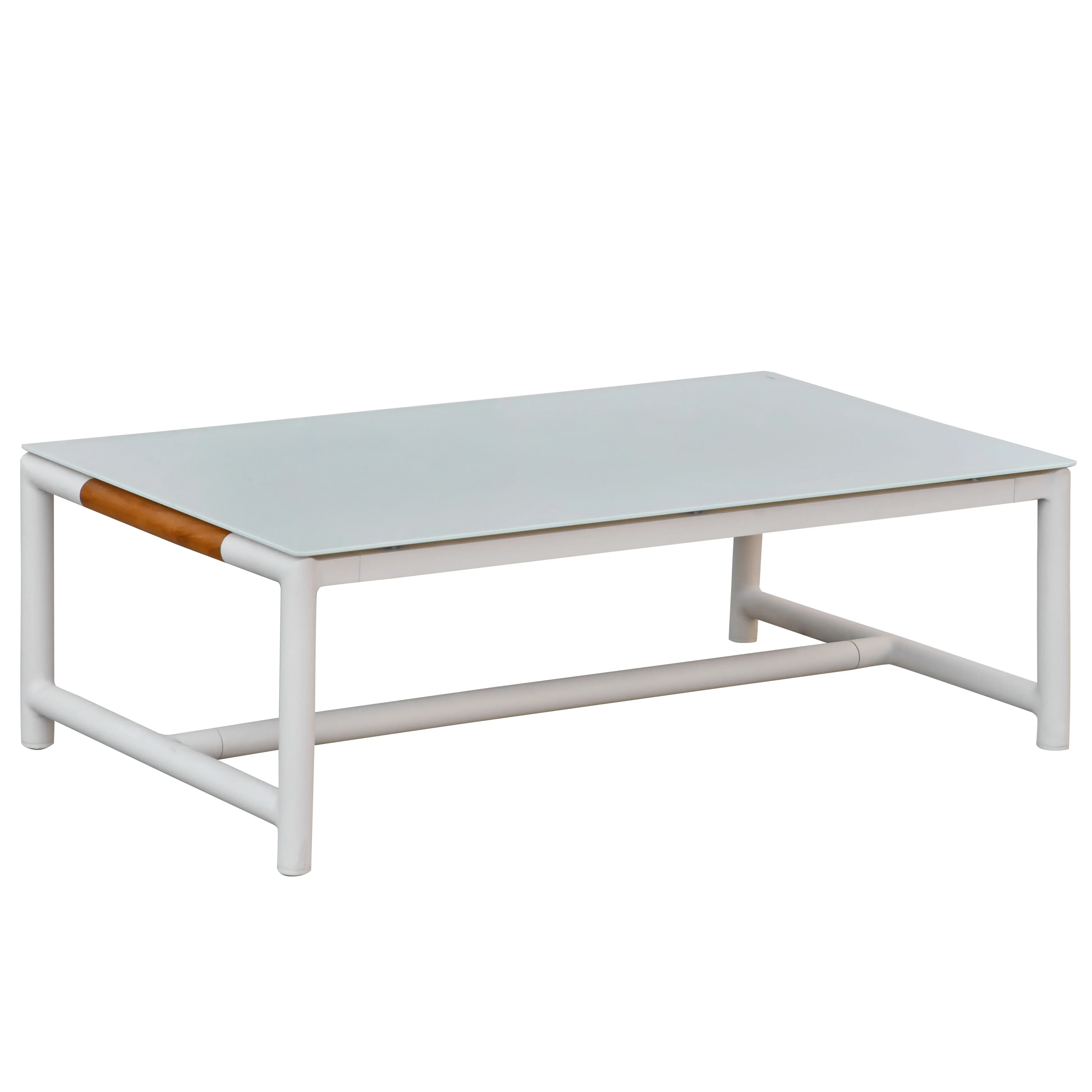 Chryssa Aluminum And Teak Patio Coffee Table - Image 6