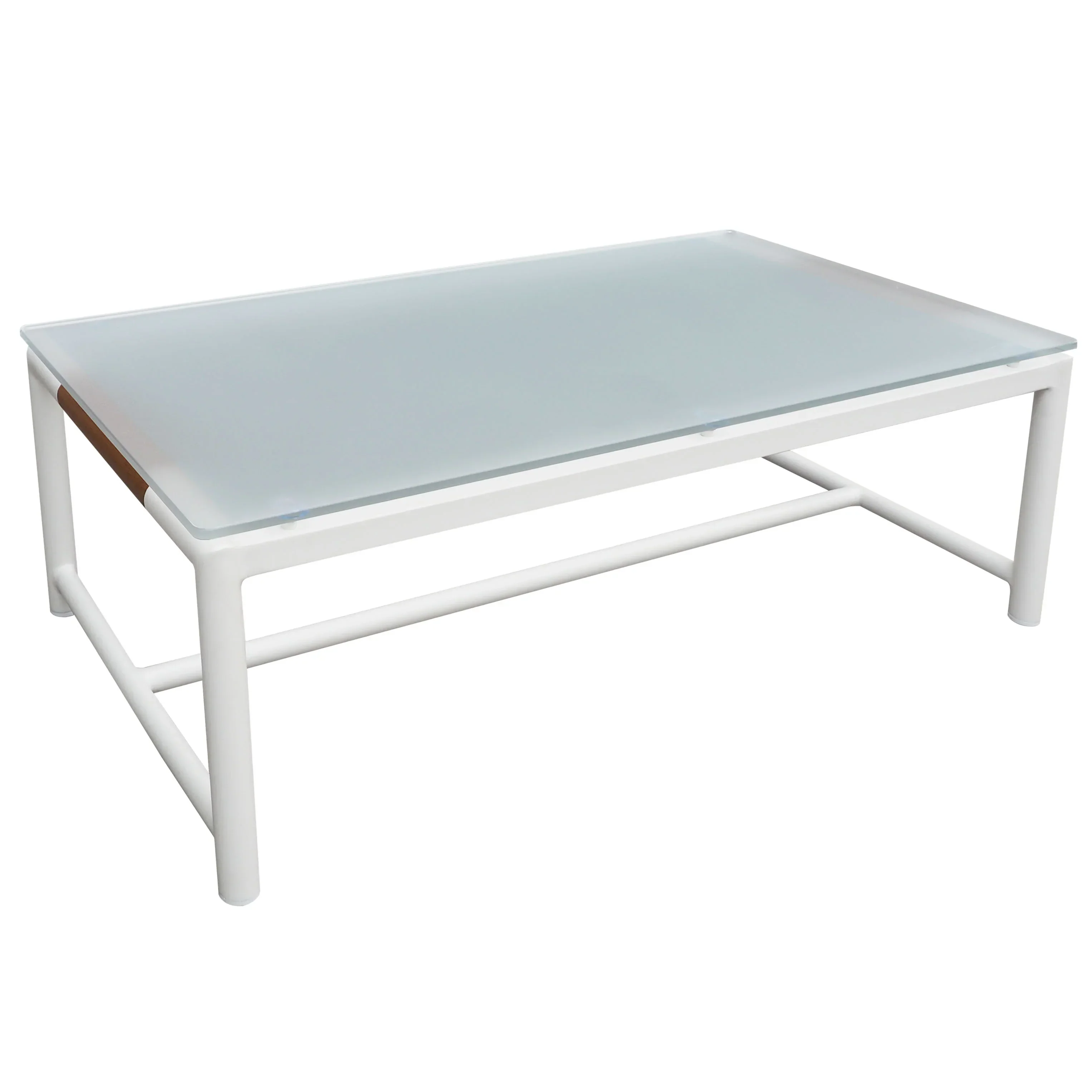 Chryssa Aluminum And Teak Patio Coffee Table - Image 7