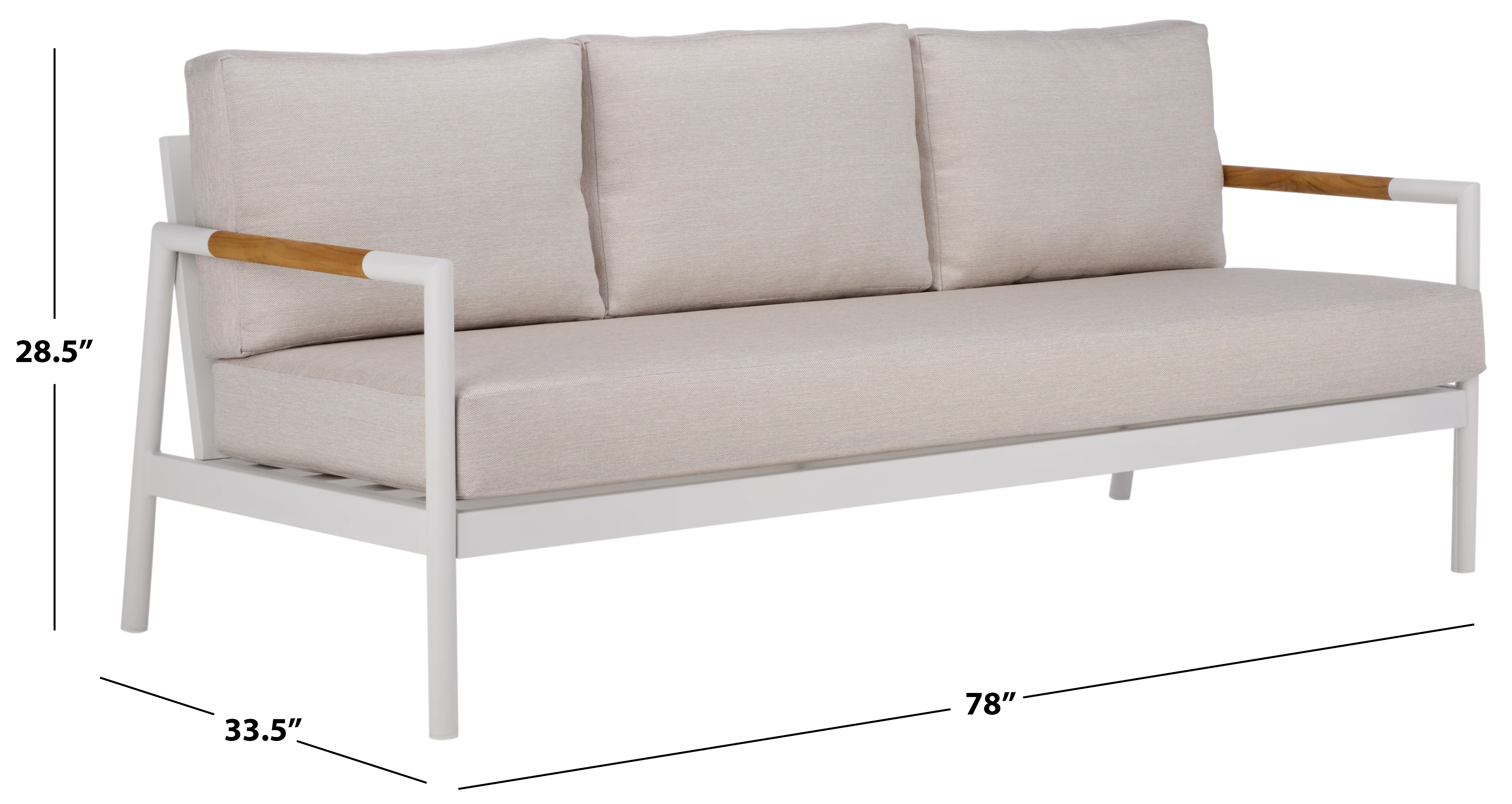Chryssa Aluminum and Teak Patio Sofa - Image 6