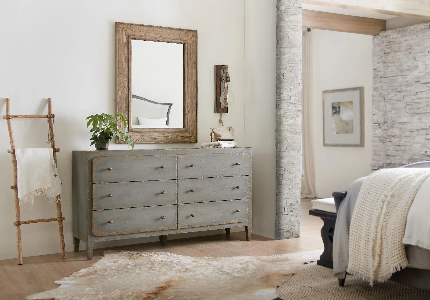 Ciao Bella Six-Drawer Dresser- Speckled Gray - Image 3
