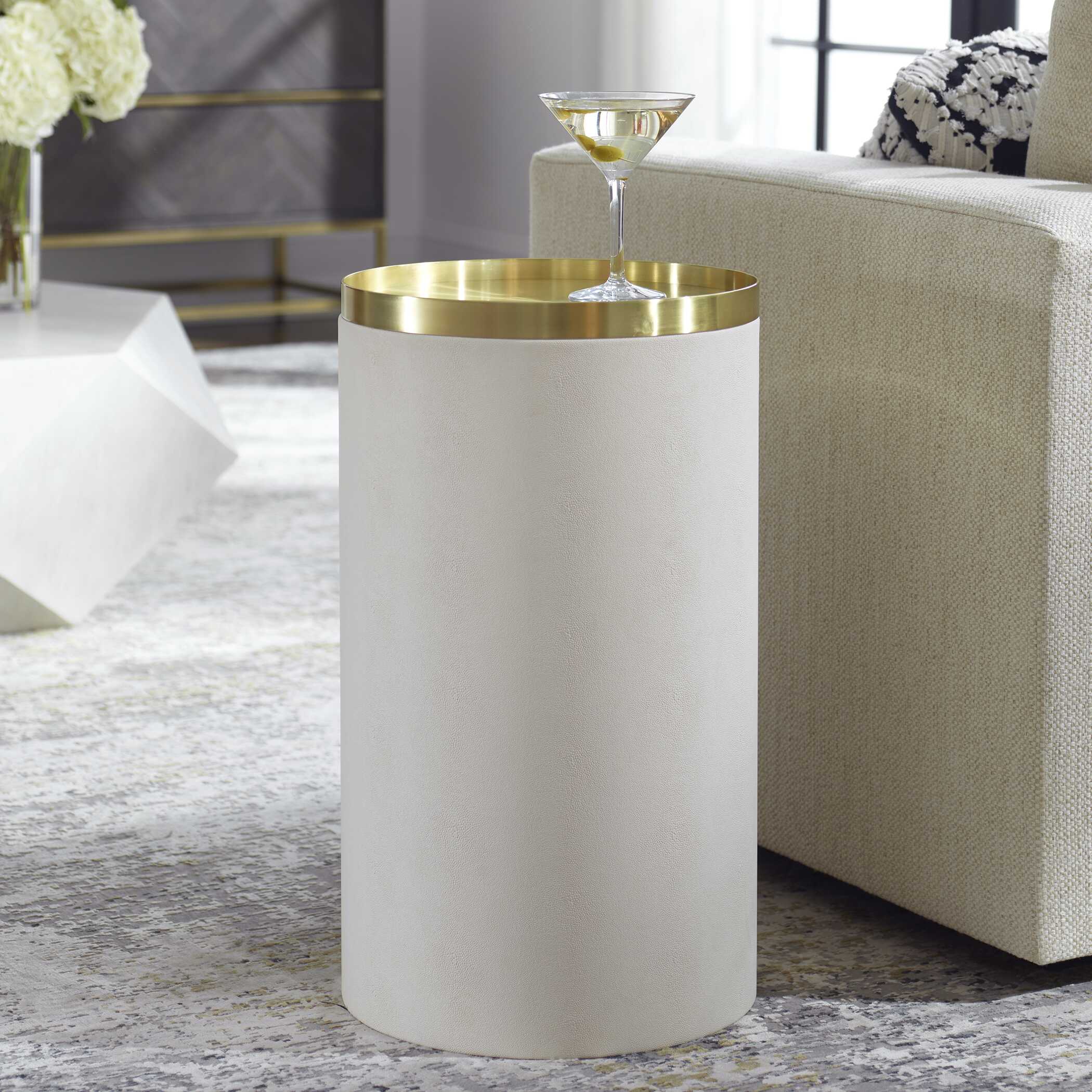 Circuit Brass & White Accent Table - Image 2