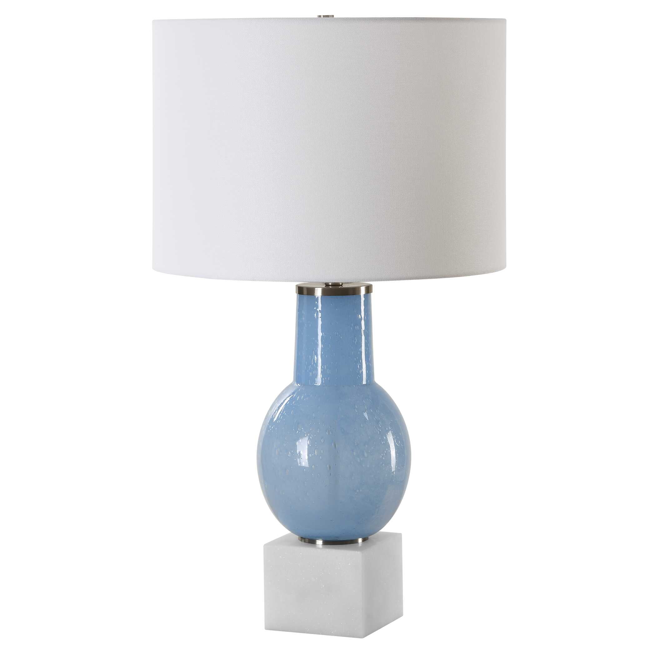 Clear Sky Blue Glass Table Lamp - Image 4