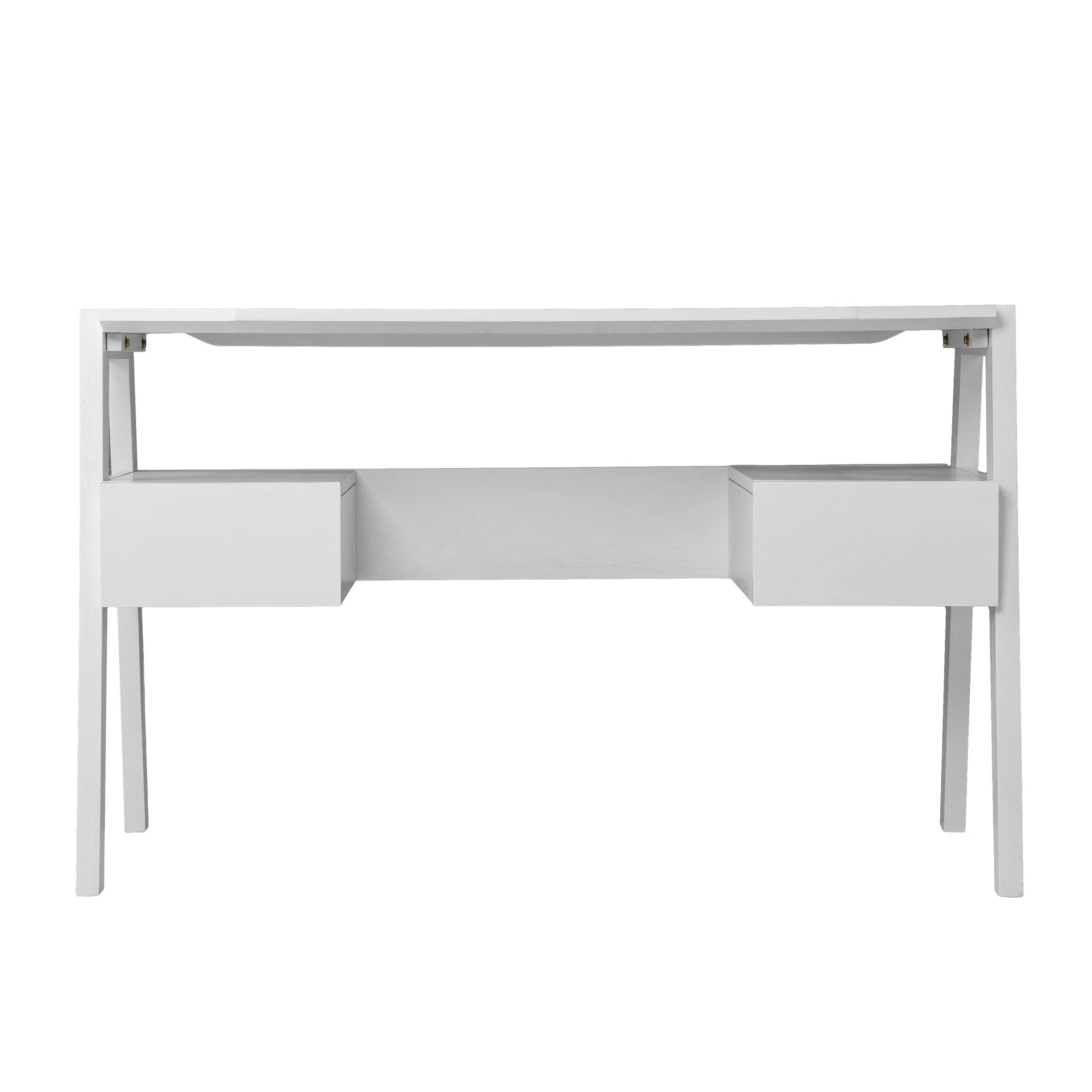 Clyden Midcentury Modern Writing Desk w/ Storage - White - Image 3