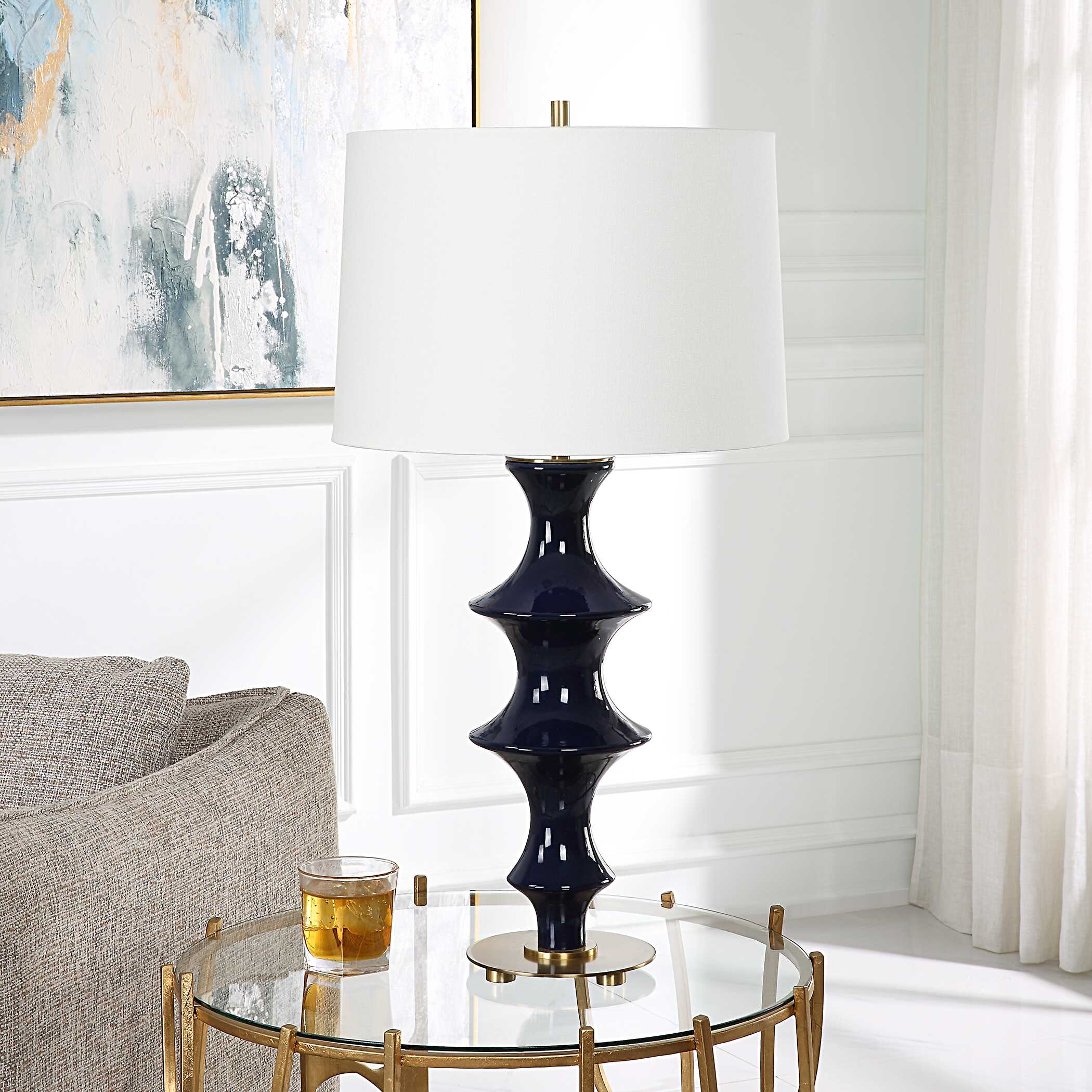 Coil Sculpted Blue Table Lamp - Image 3