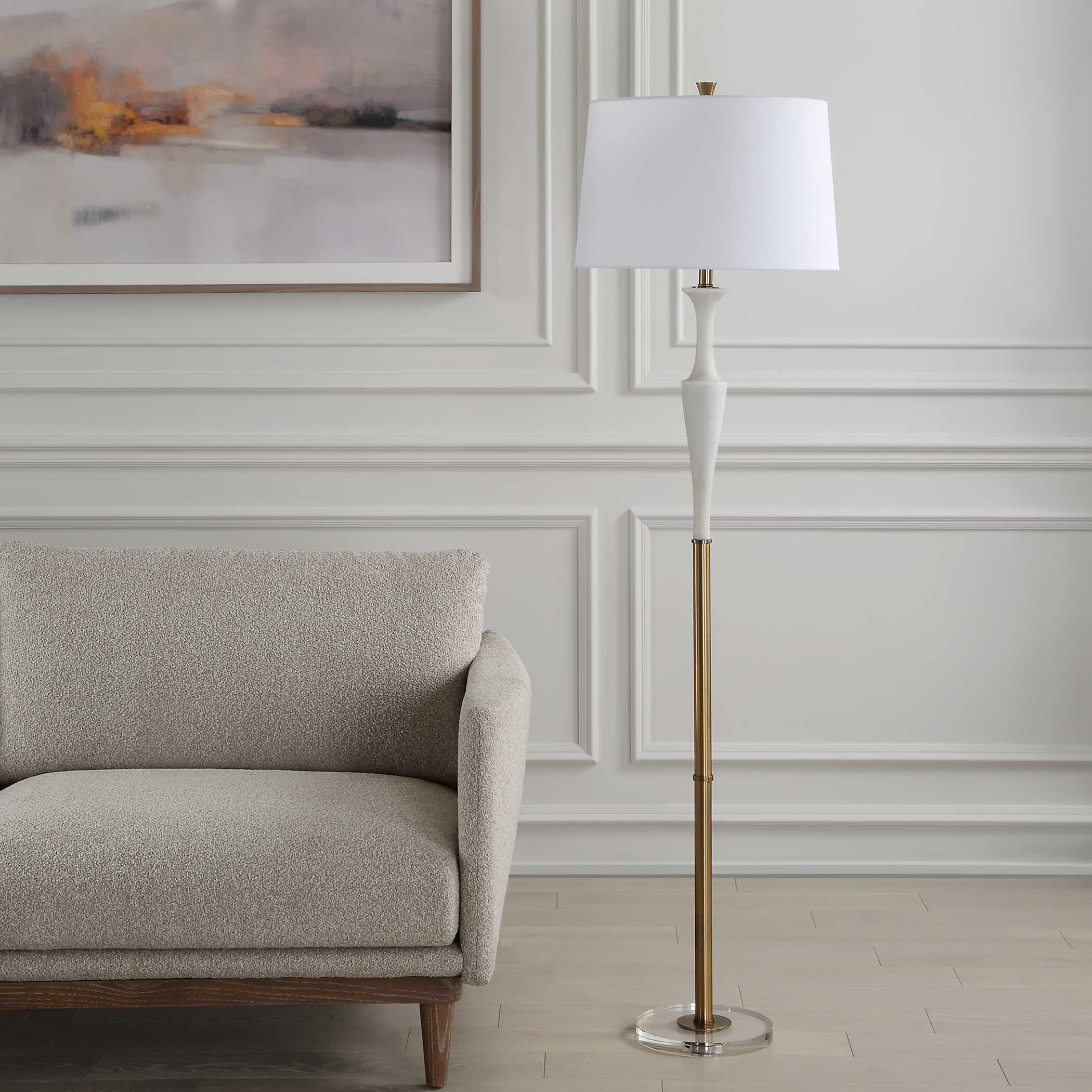 Colette White Stone Floor Lamp - Image 3