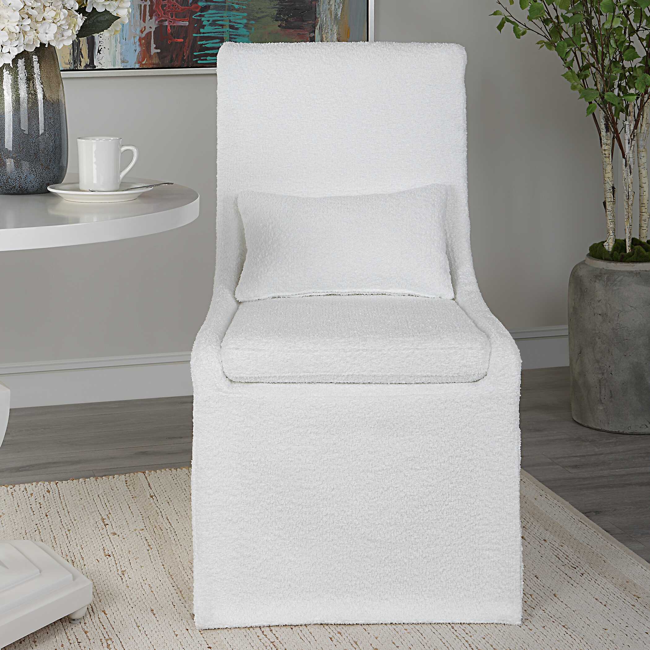 Coley White Armless Chair - Image 2