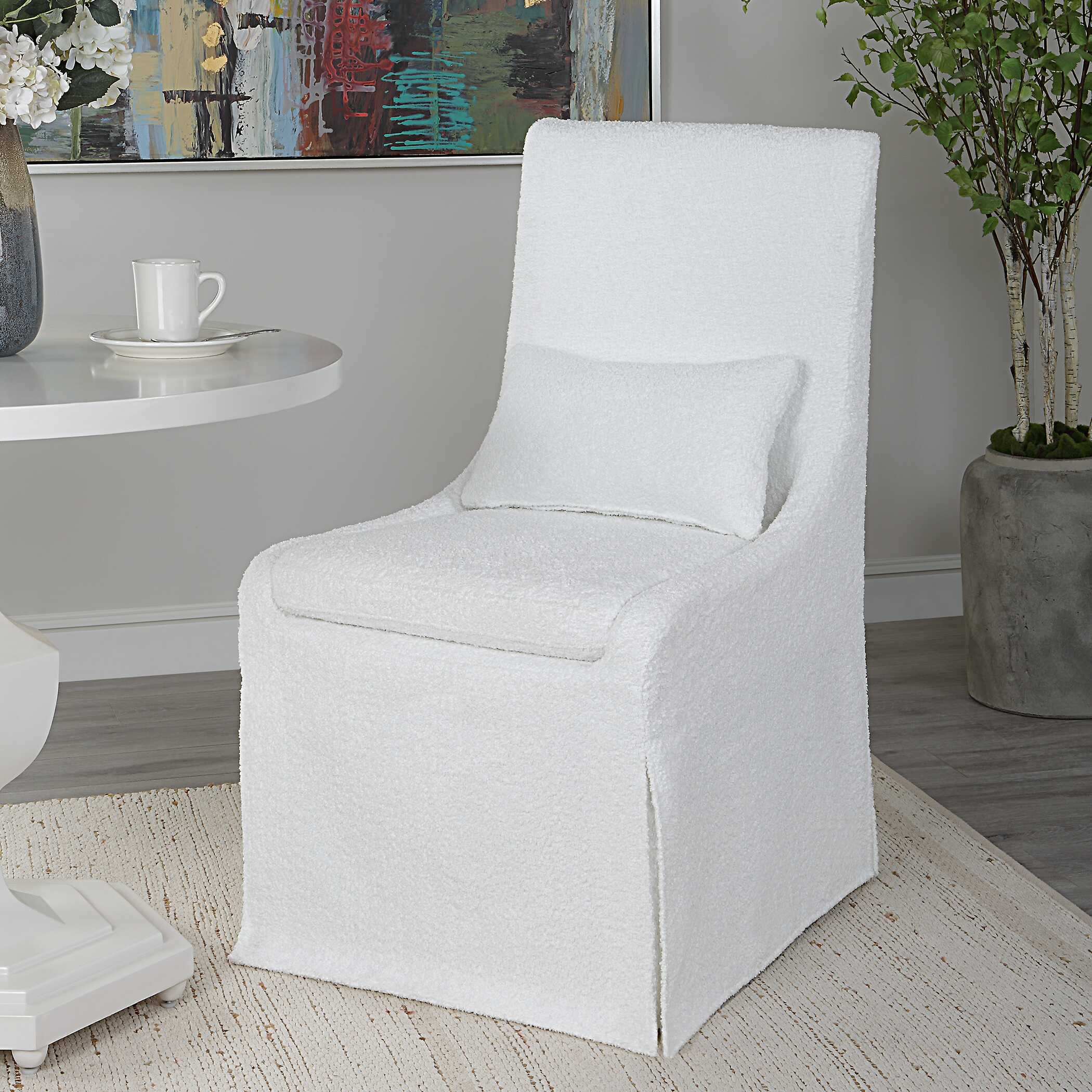 Coley White Armless Chair - Image 3