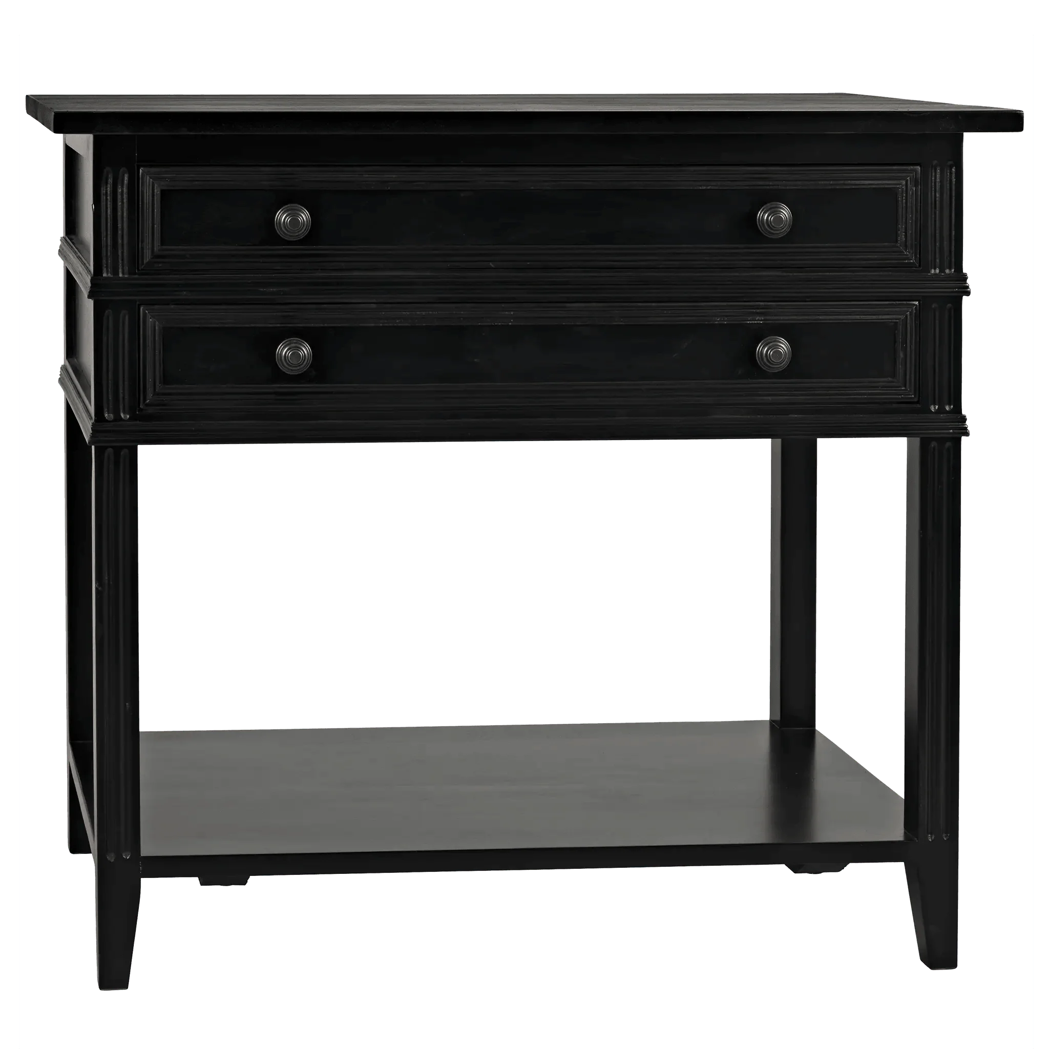 Colonial 2-Drawer Side Table, Distressed Black
