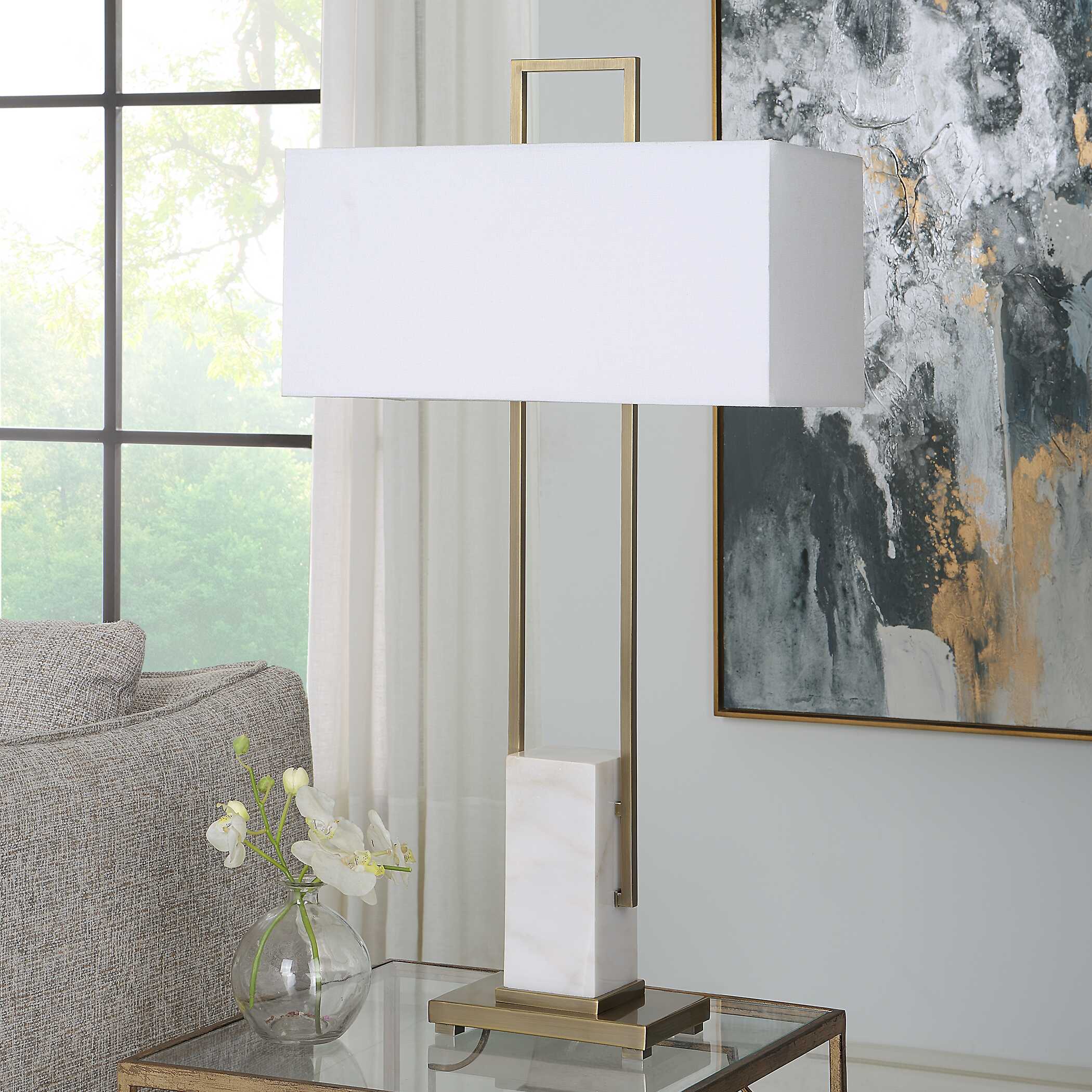 Column White Marble Table Lamp - Image 3