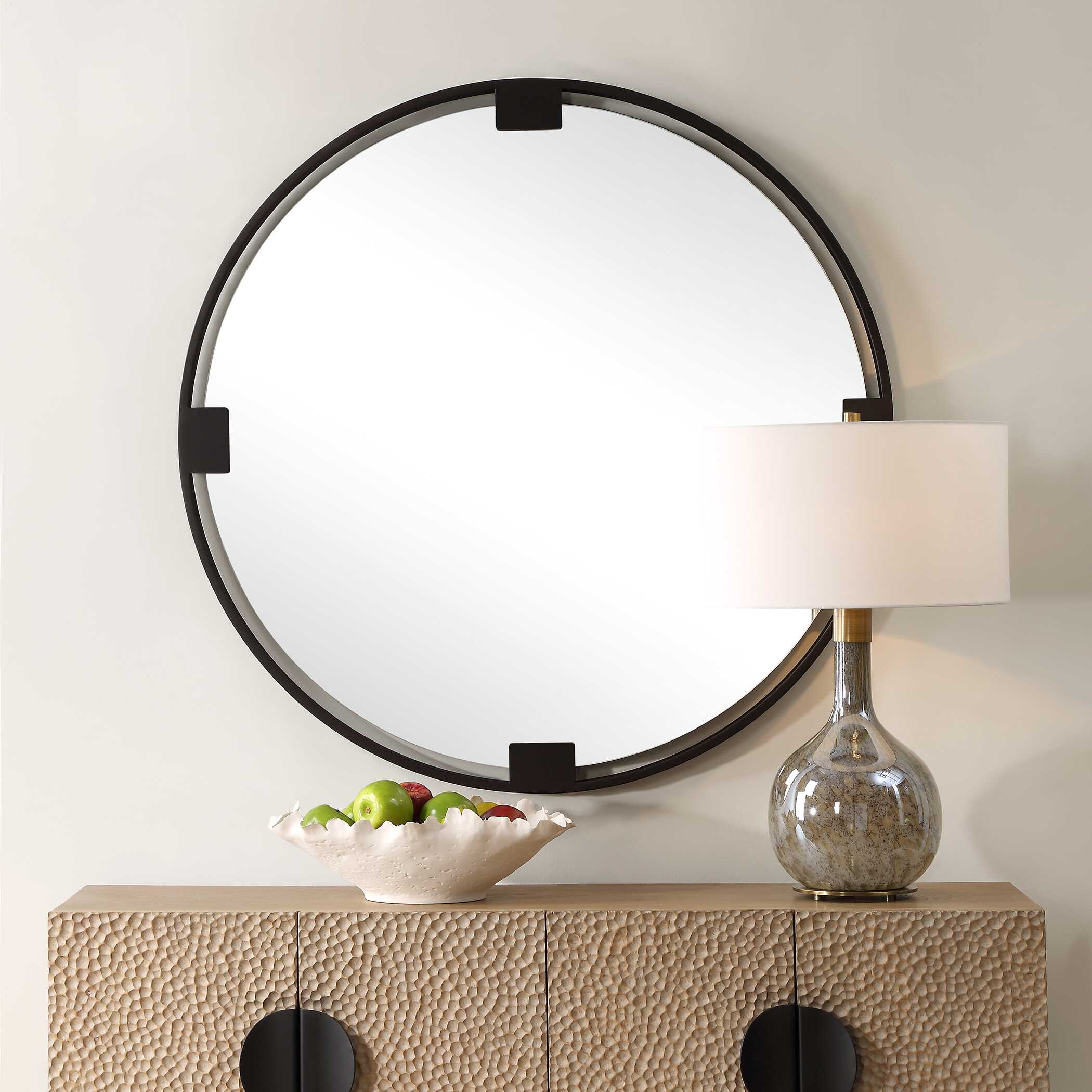 Cornelia Black Round Mirror - Image 2