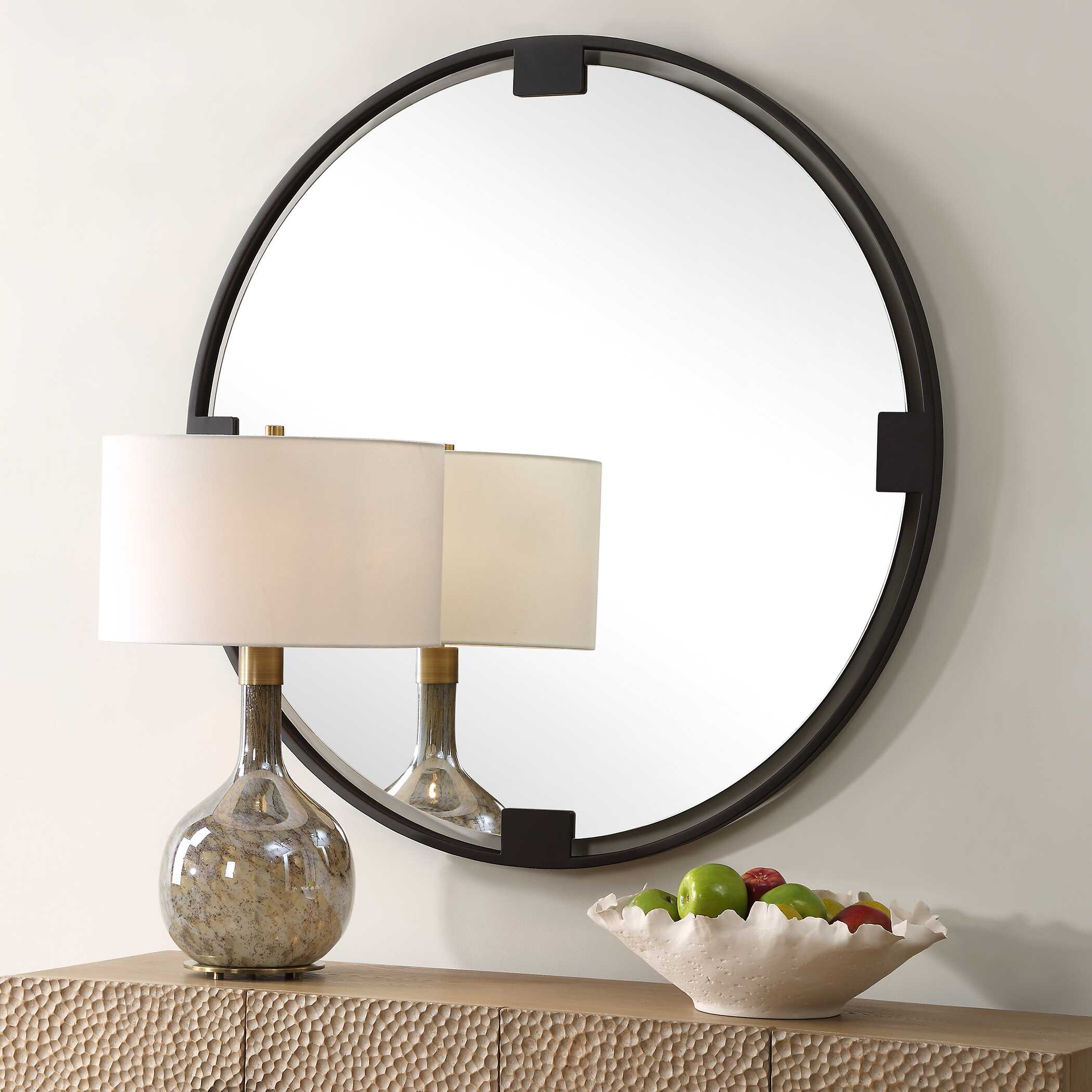 Cornelia Black Round Mirror - Image 3