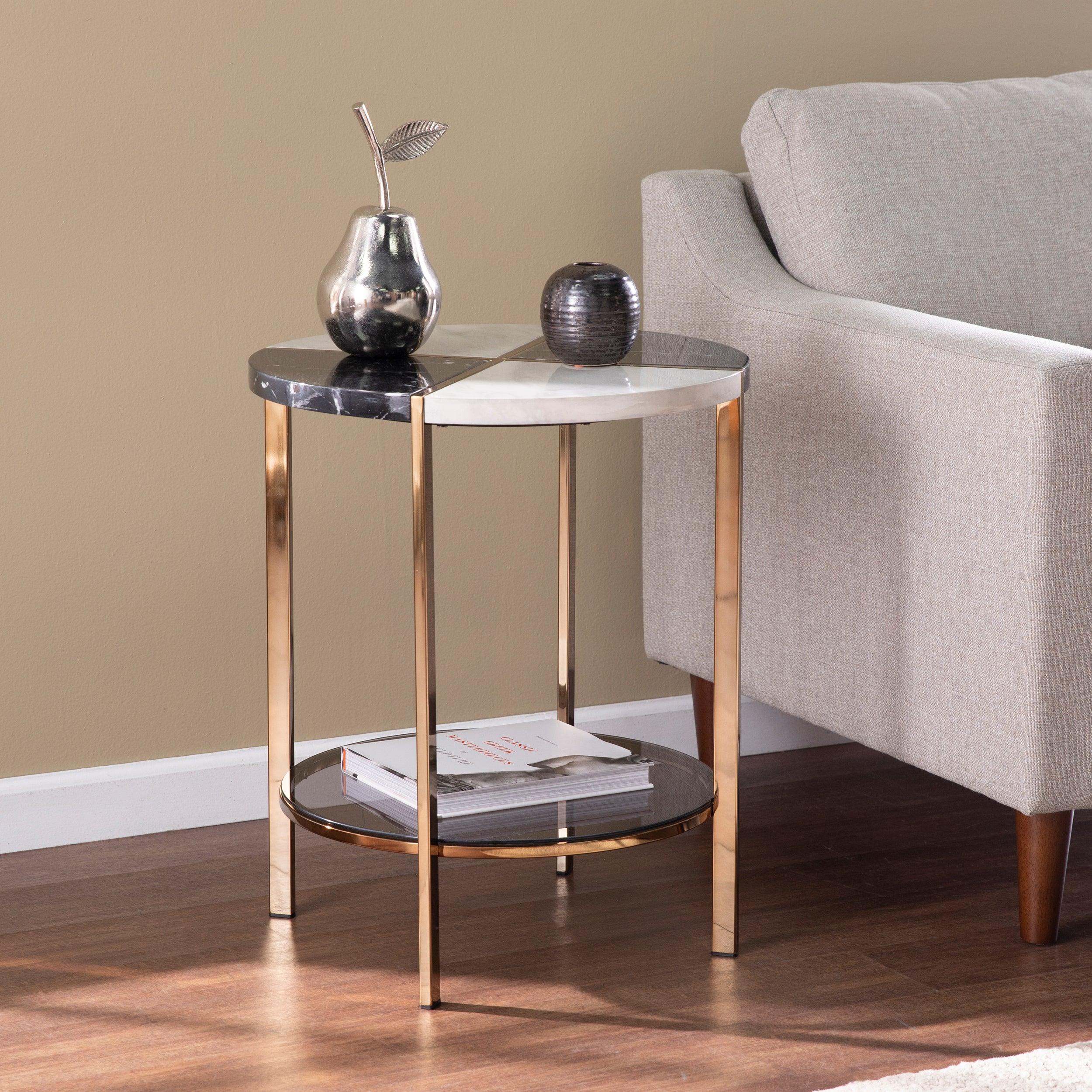 Cortinada Round Faux Marble End Table - Image 2