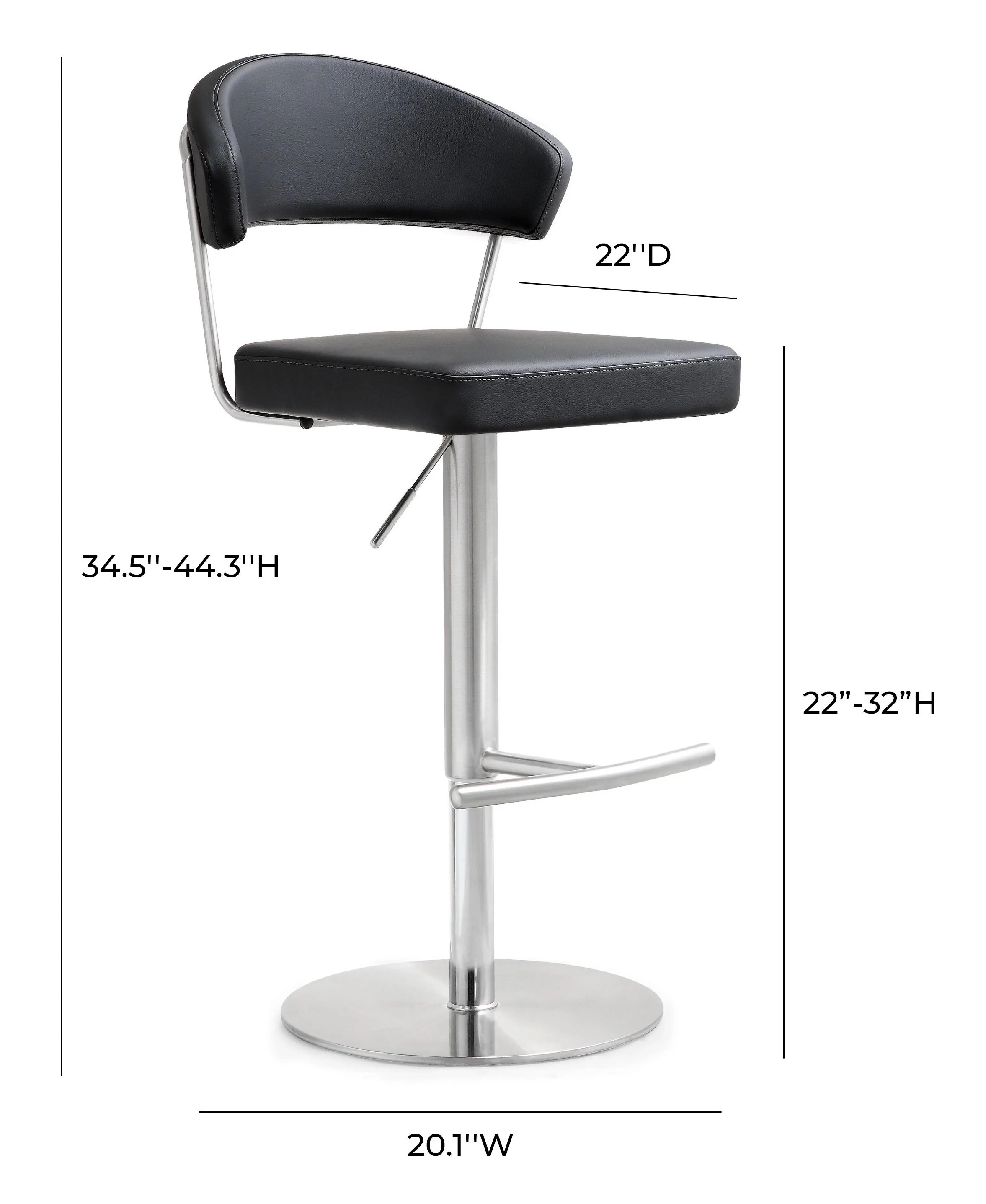 Cosmo Black Stainless Steel Barstool - Image 8