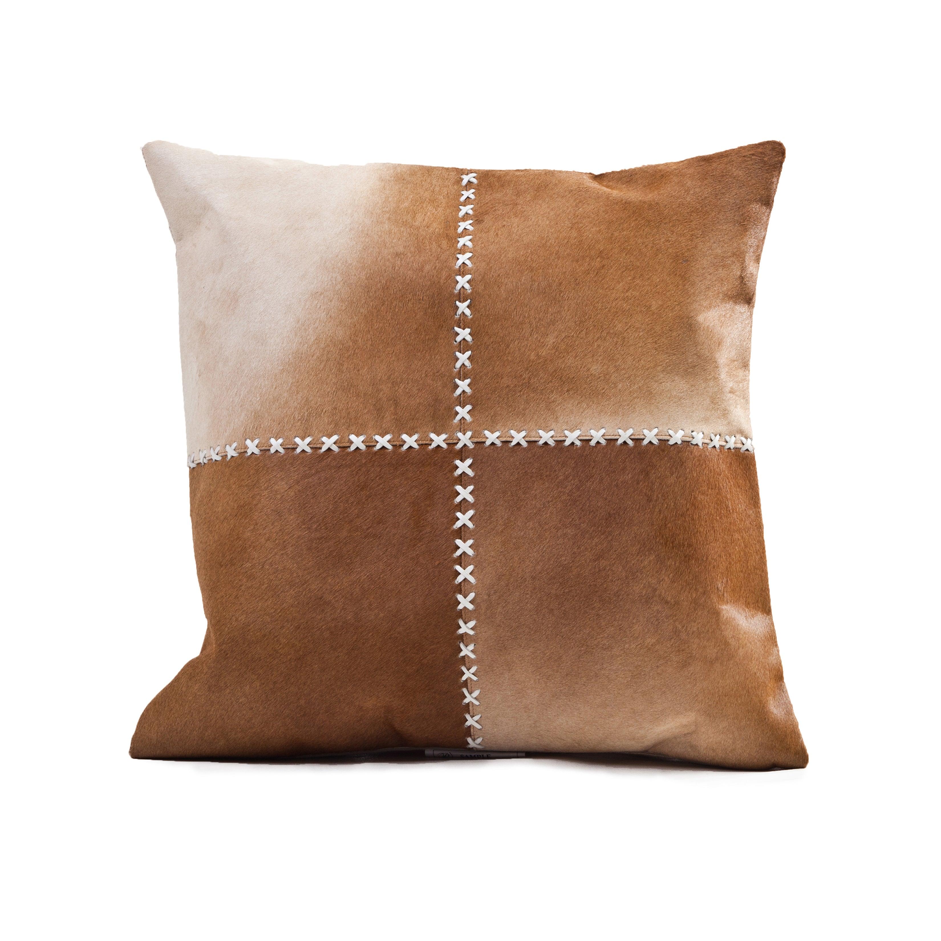 Cowhide Laser Cut Square Cushion