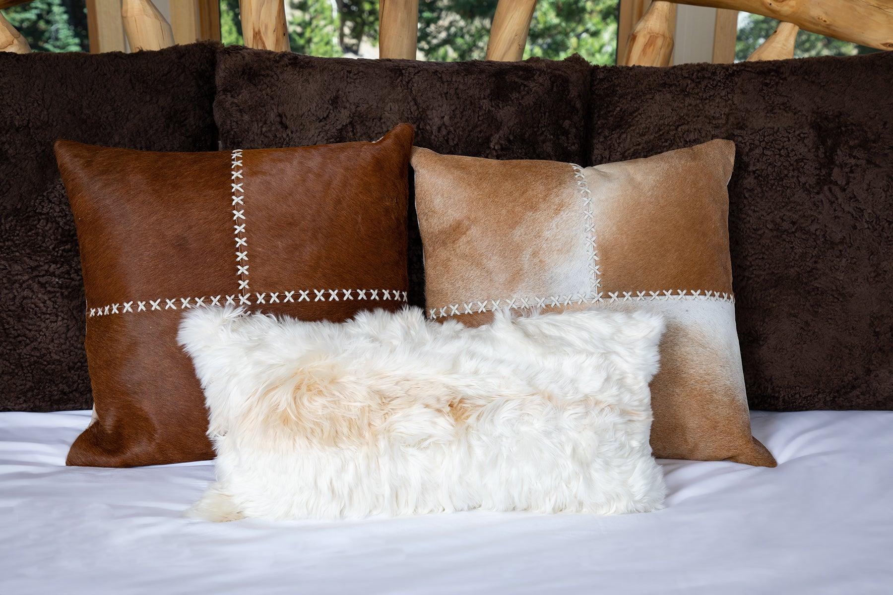Cowhide Laser Cut Square Cushion - Image 2