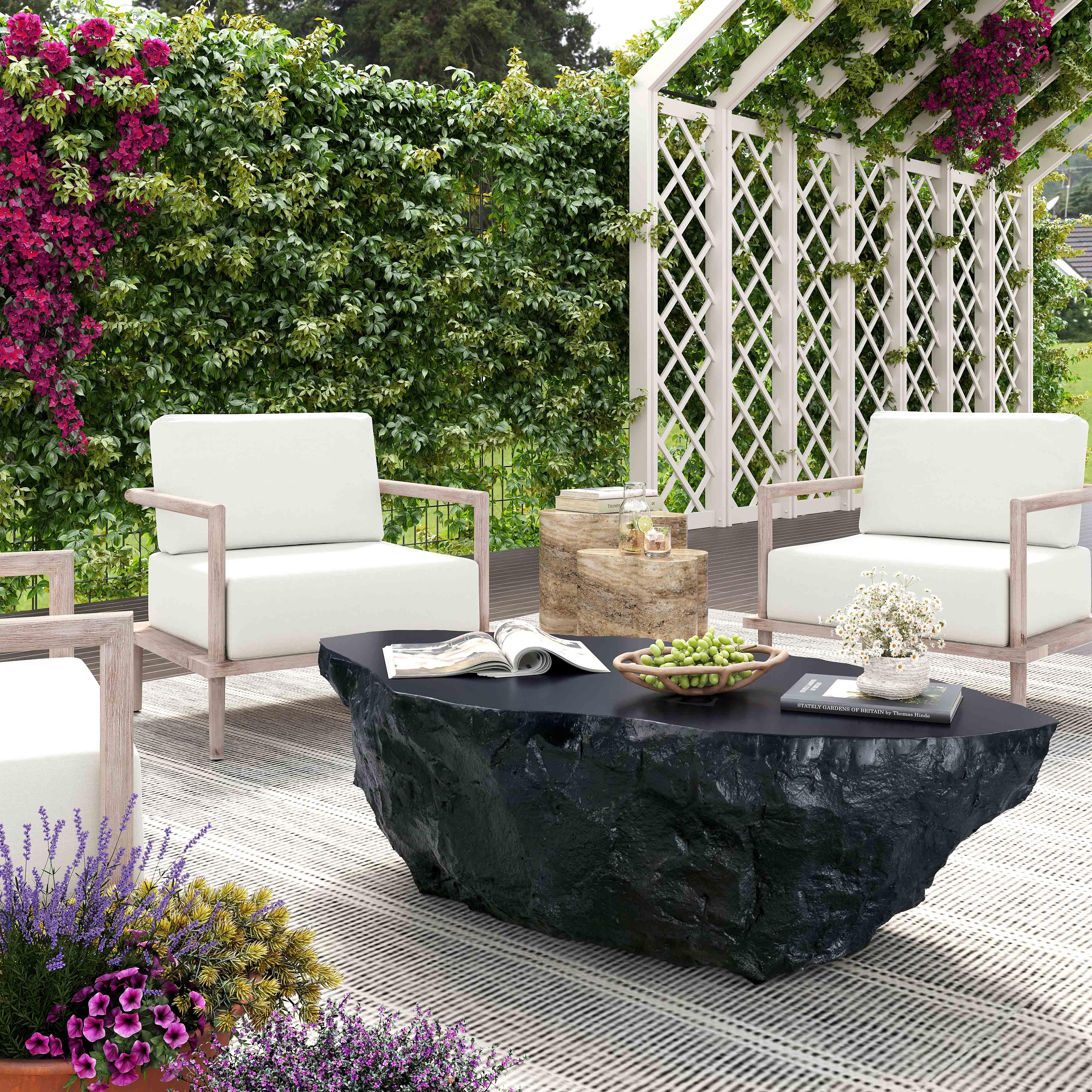 Crag Black Concrete Coffee Table - Image 2