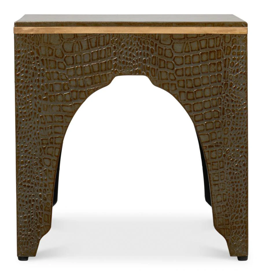 Croco Embossed Leather Stool - Image 3