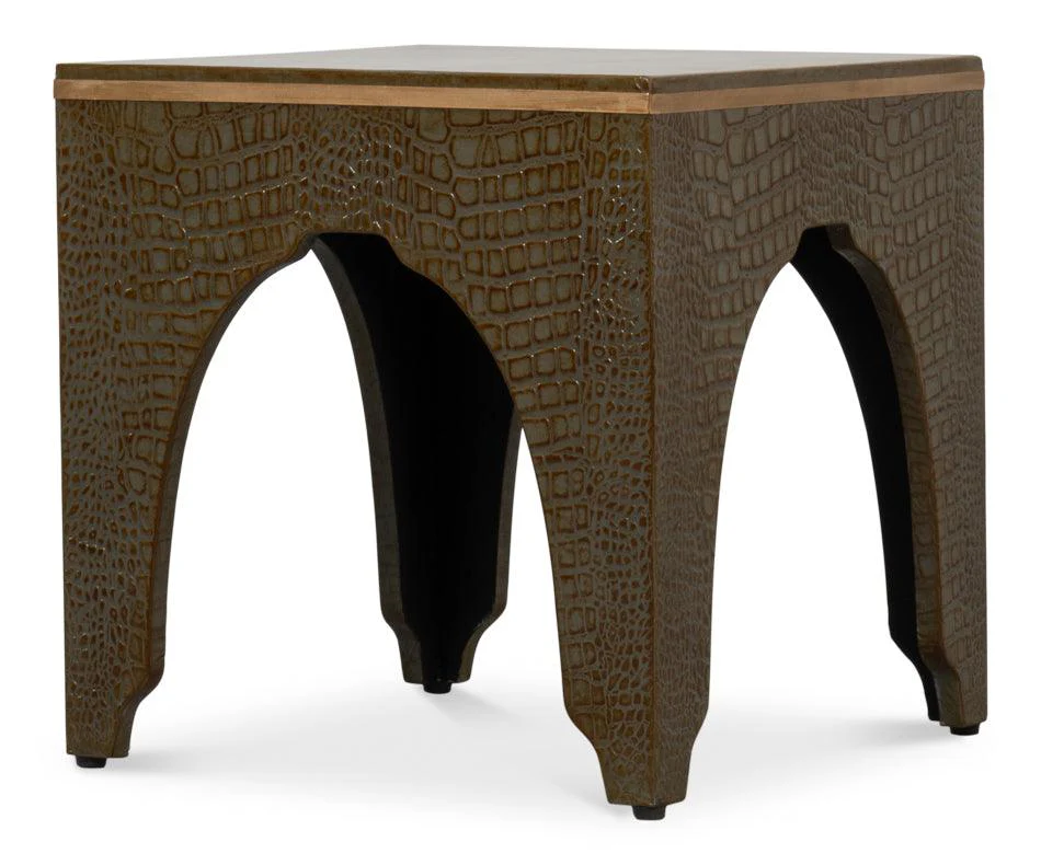 Croco Embossed Leather Stool - Image 4