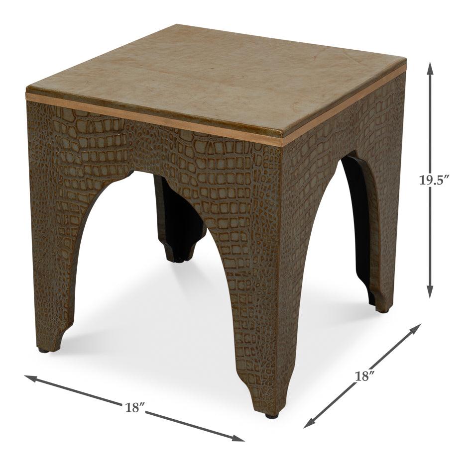 Croco Embossed Leather Stool - Image 5