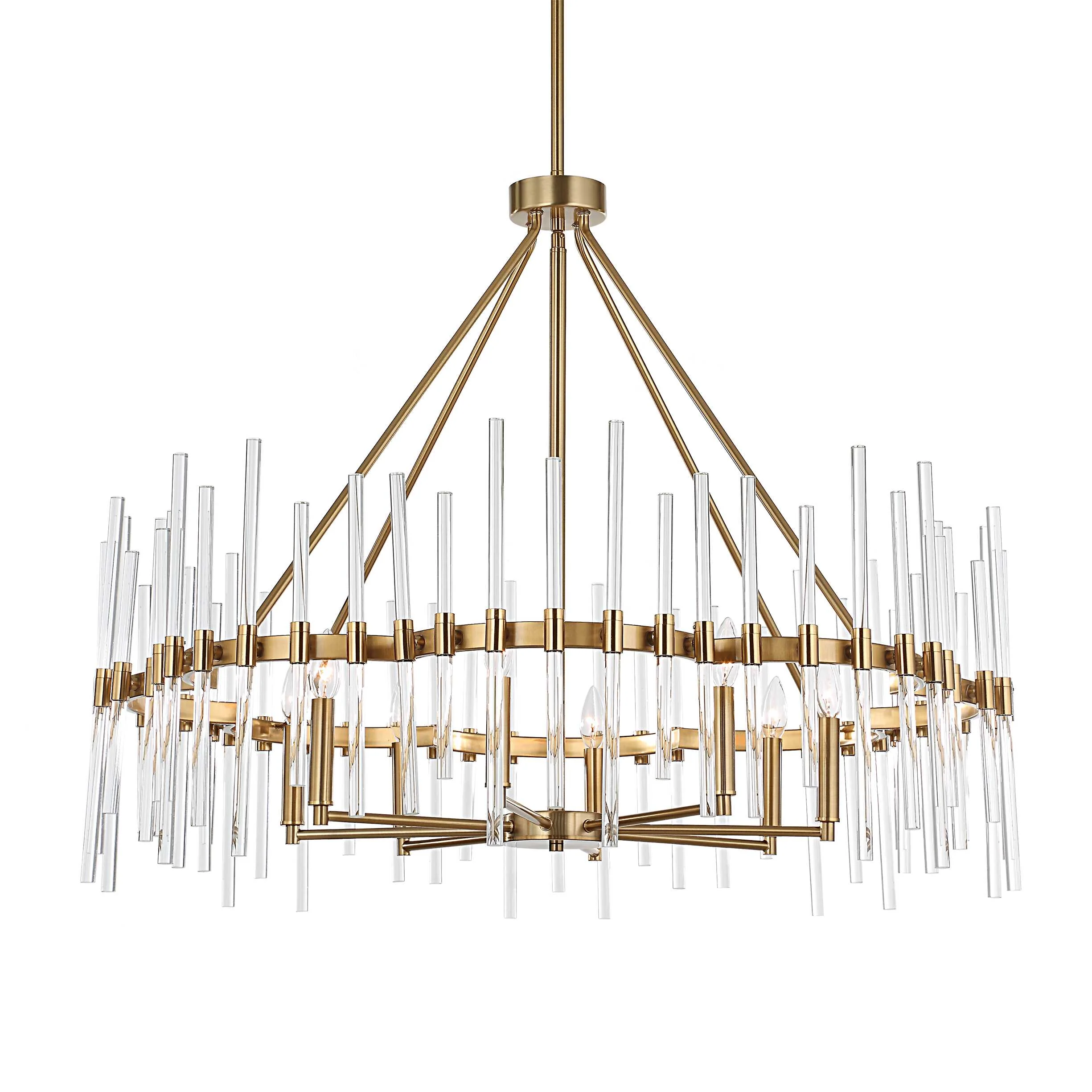 Crystal Stick 8 Light Brass Chandelier - Image 9