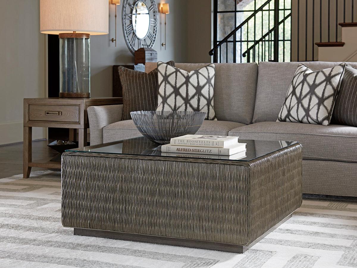 Cypress Point Seawatch Woven Cocktail Table Tempered Glass Top - Image 2