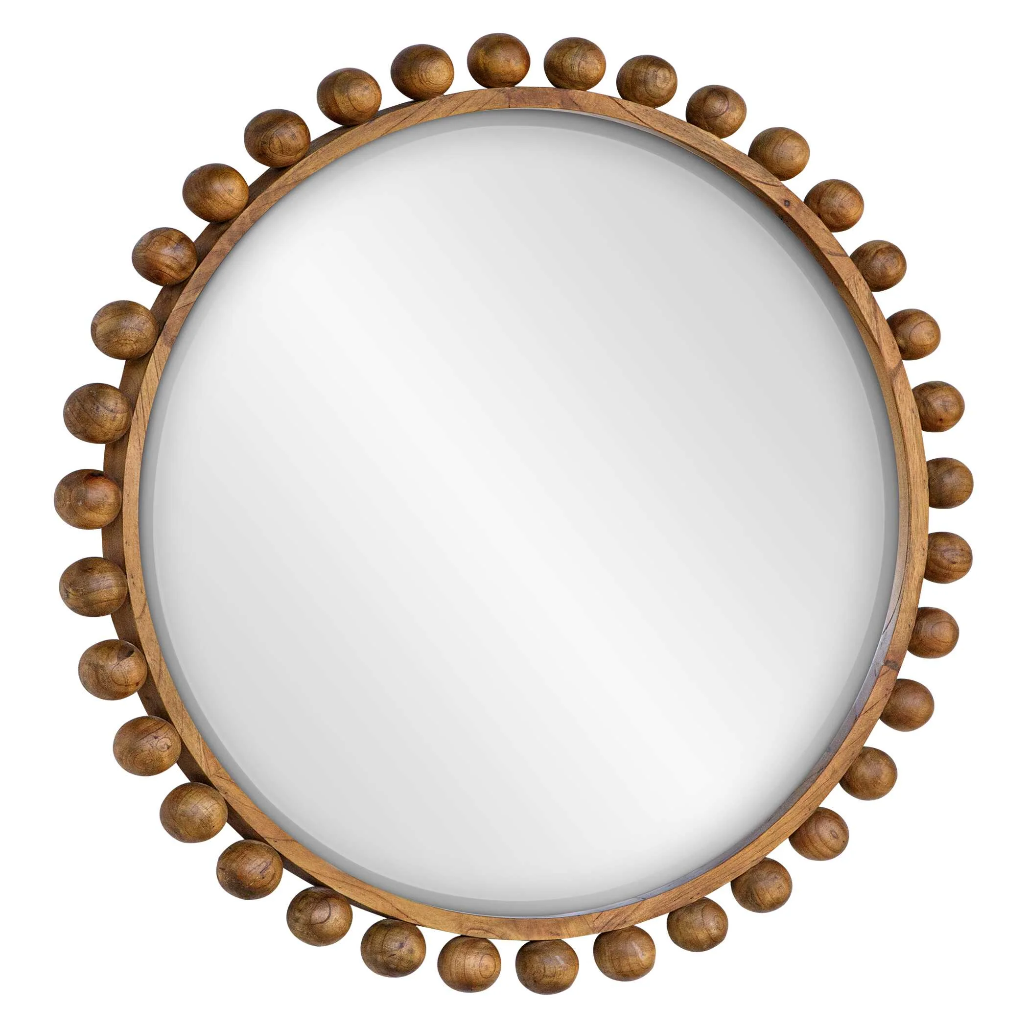 Cyra Wood Beaded Round Mirror - Image 4