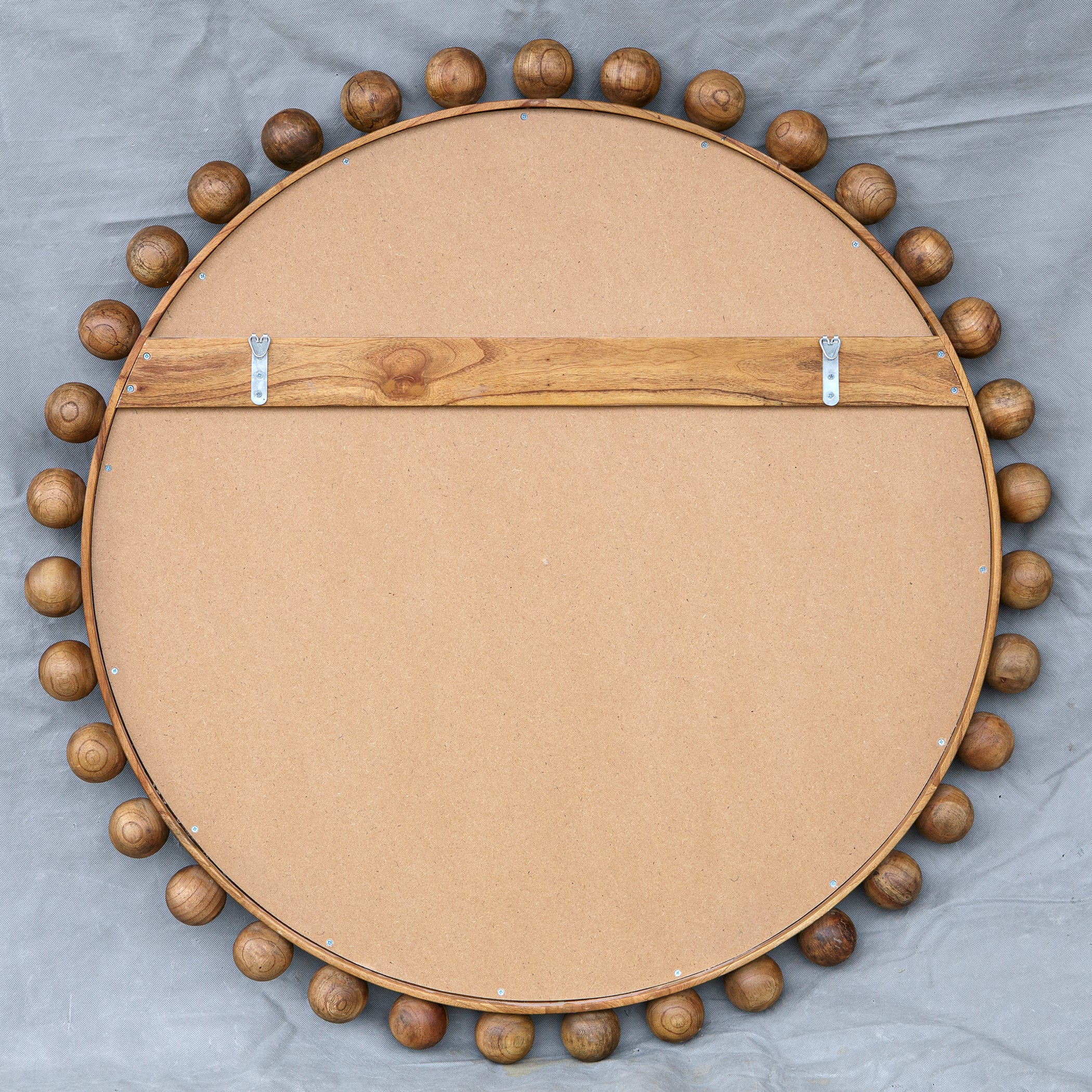Cyra Wood Beaded Round Mirror - Image 9