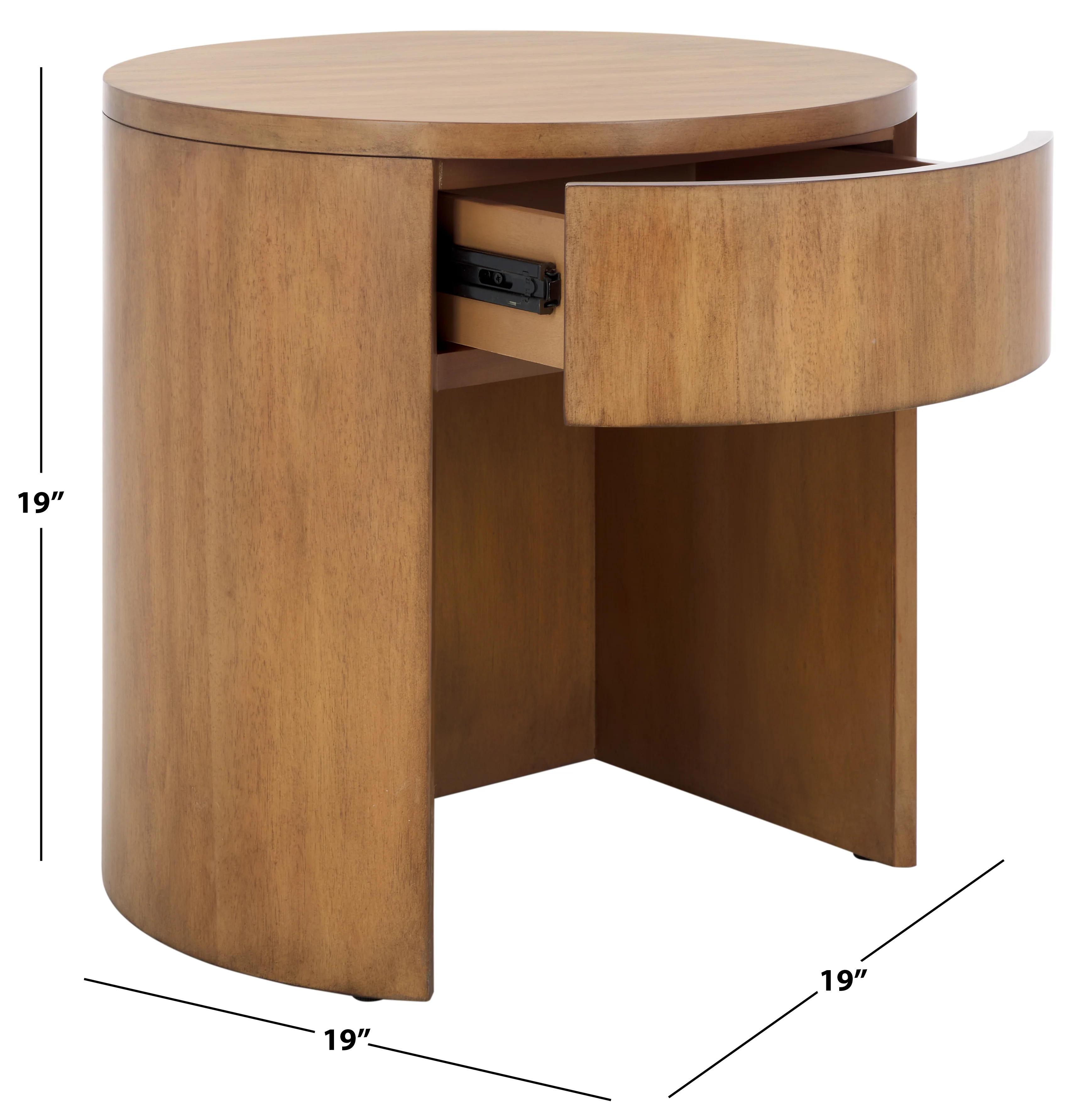 Daiya Round 1 Drawer Wood Nightstand - Image 6