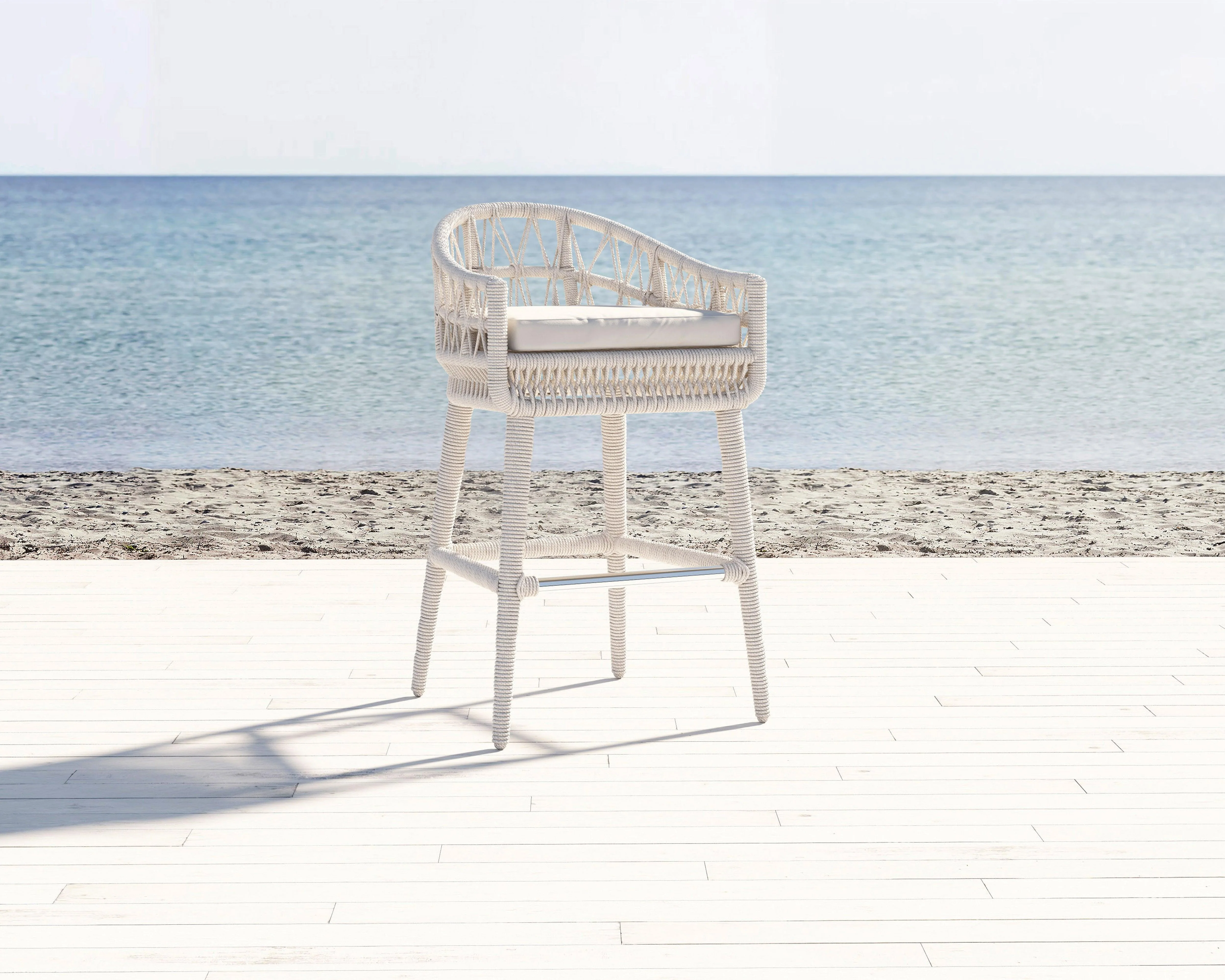 Dana Rope Bar Stool in Linen Canvas w/ Self Welt - Image 2