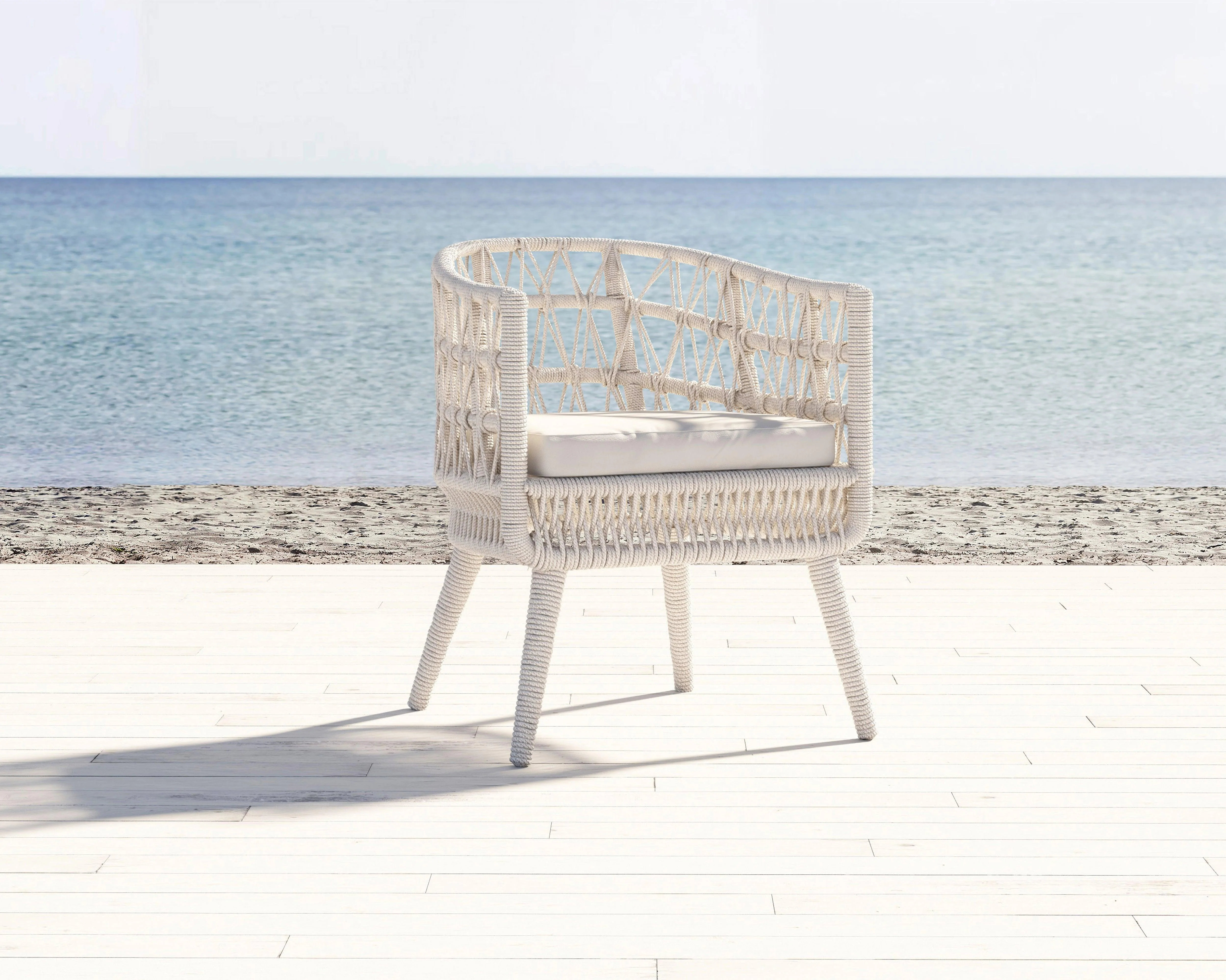 Dana Rope Dining Chair in Linen Canvas w/ Self Welt - Image 2