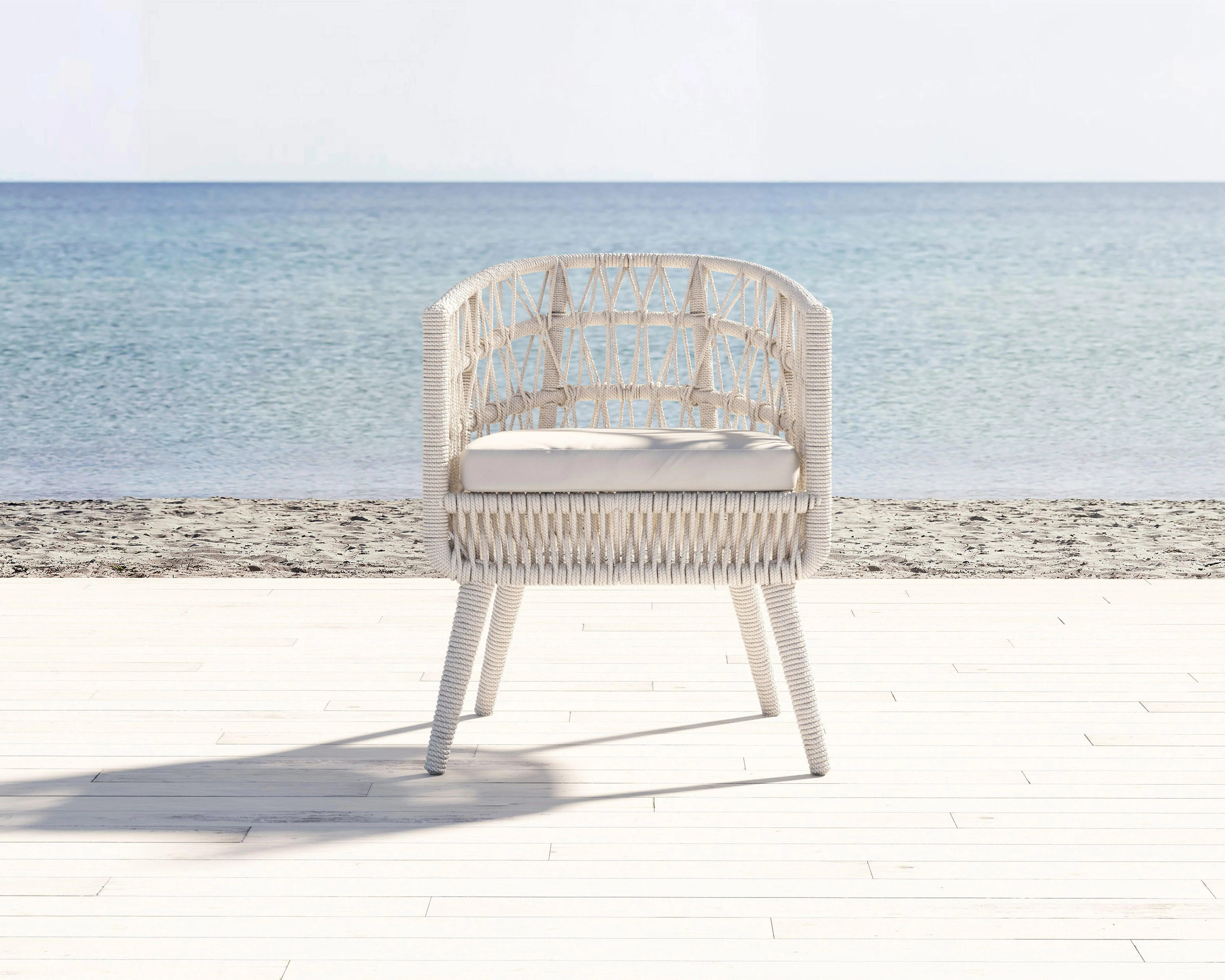 Dana Rope Dining Chair in Linen Canvas w/ Self Welt - Image 3