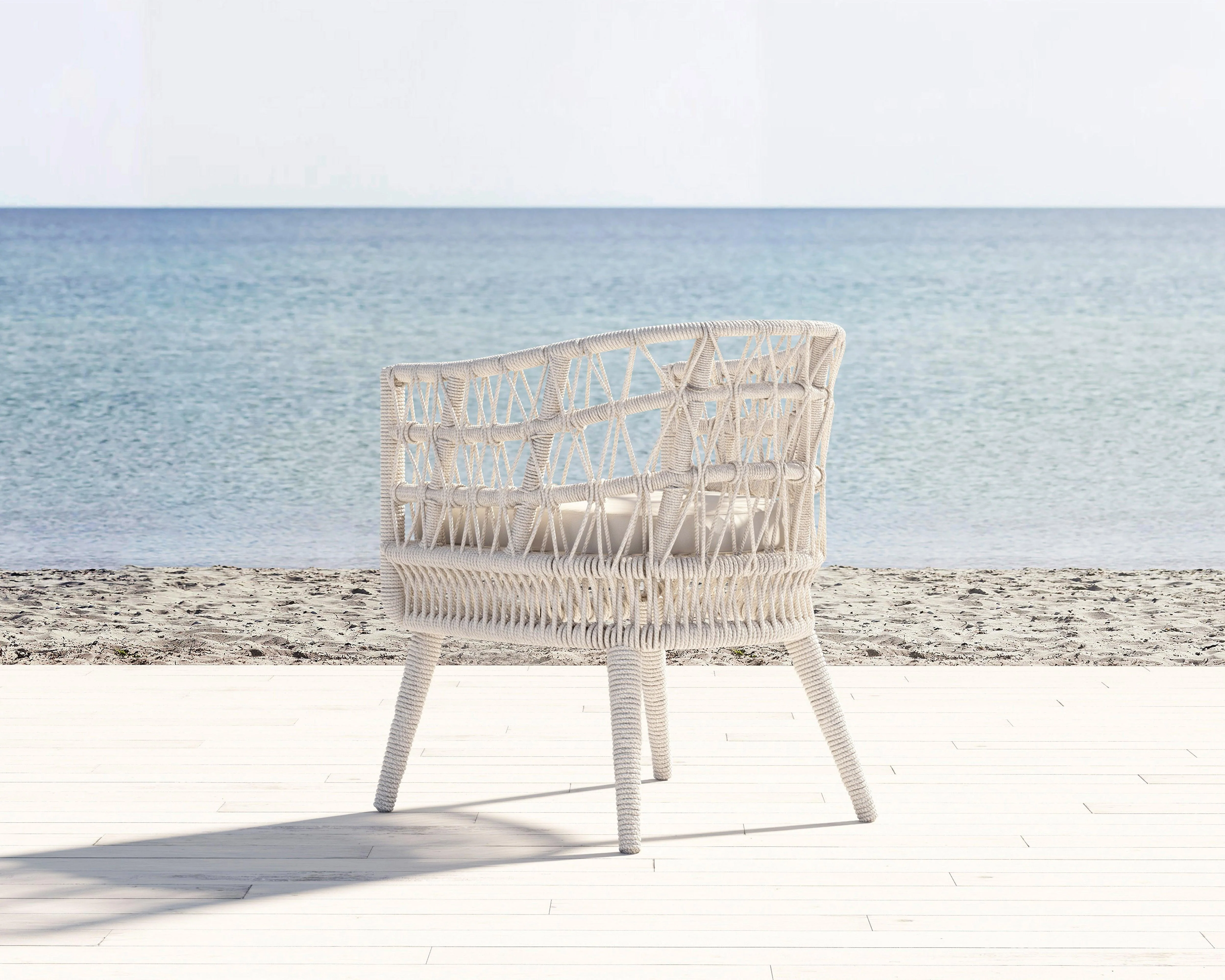 Dana Rope Dining Chair in Linen Canvas w/ Self Welt - Image 4