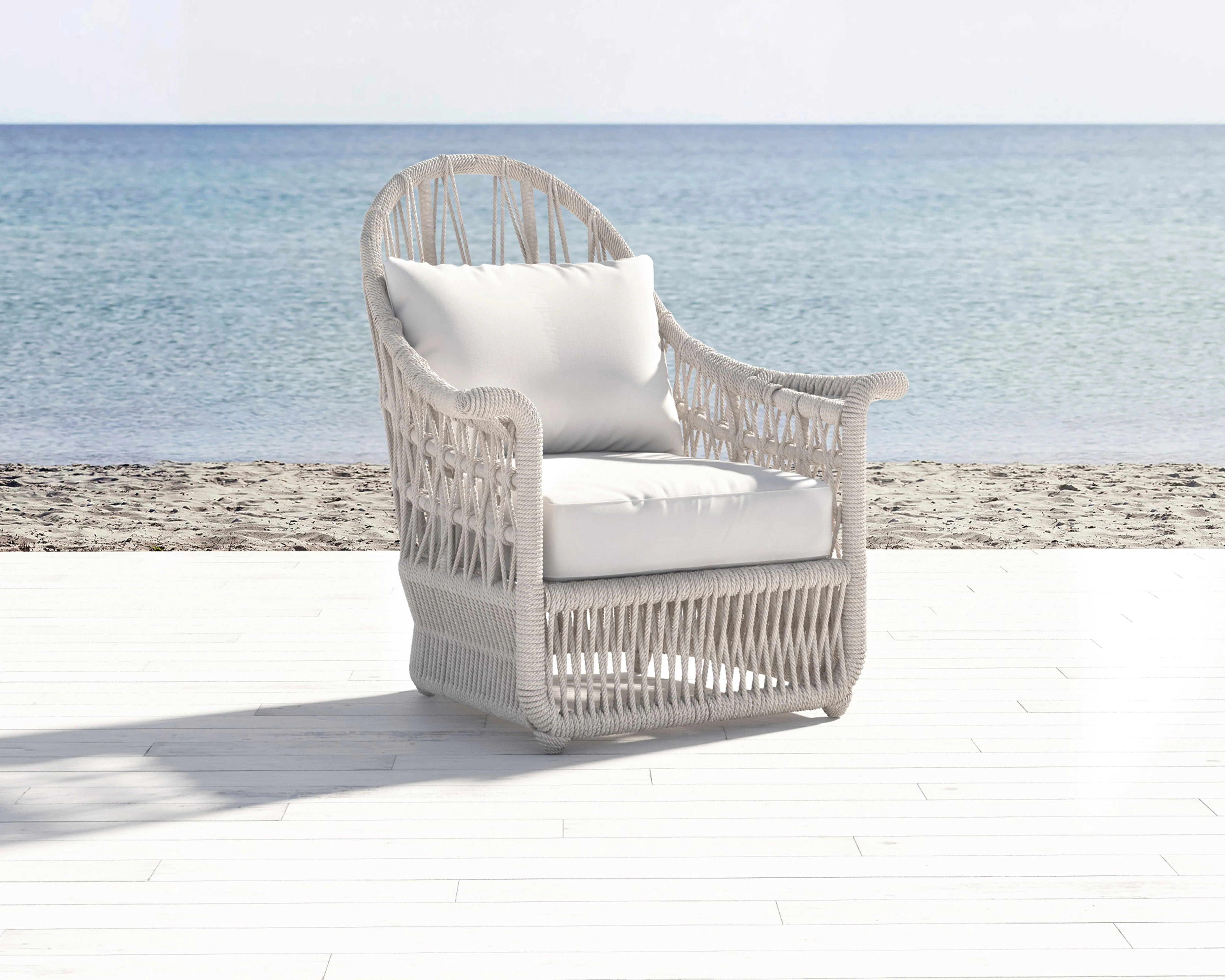 Dana Rope Wing Chair in Linen Canvas w/ Self Welt - Image 2