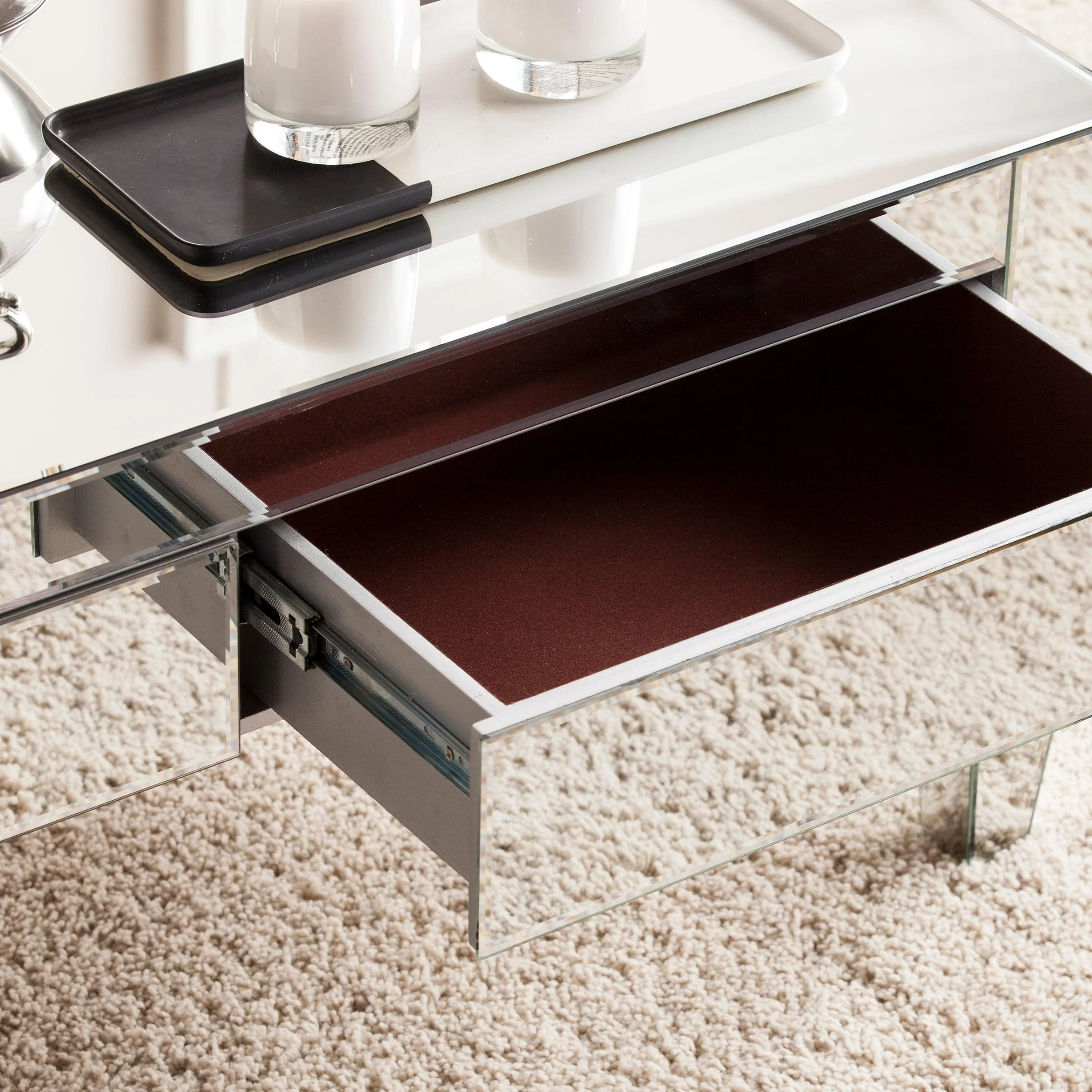 Darien Mirrored Coffee Table w/ Storage - Image 9