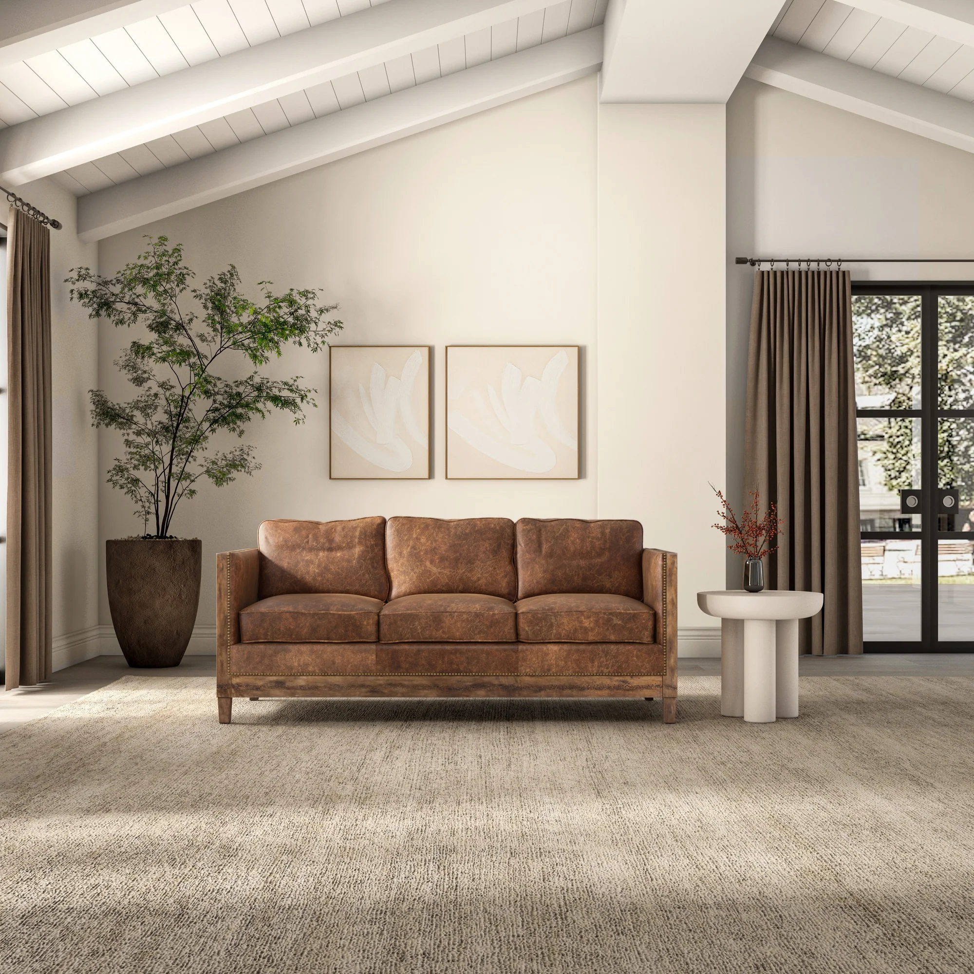 Darlington Sofa Grazed Brown Leather - Image 2
