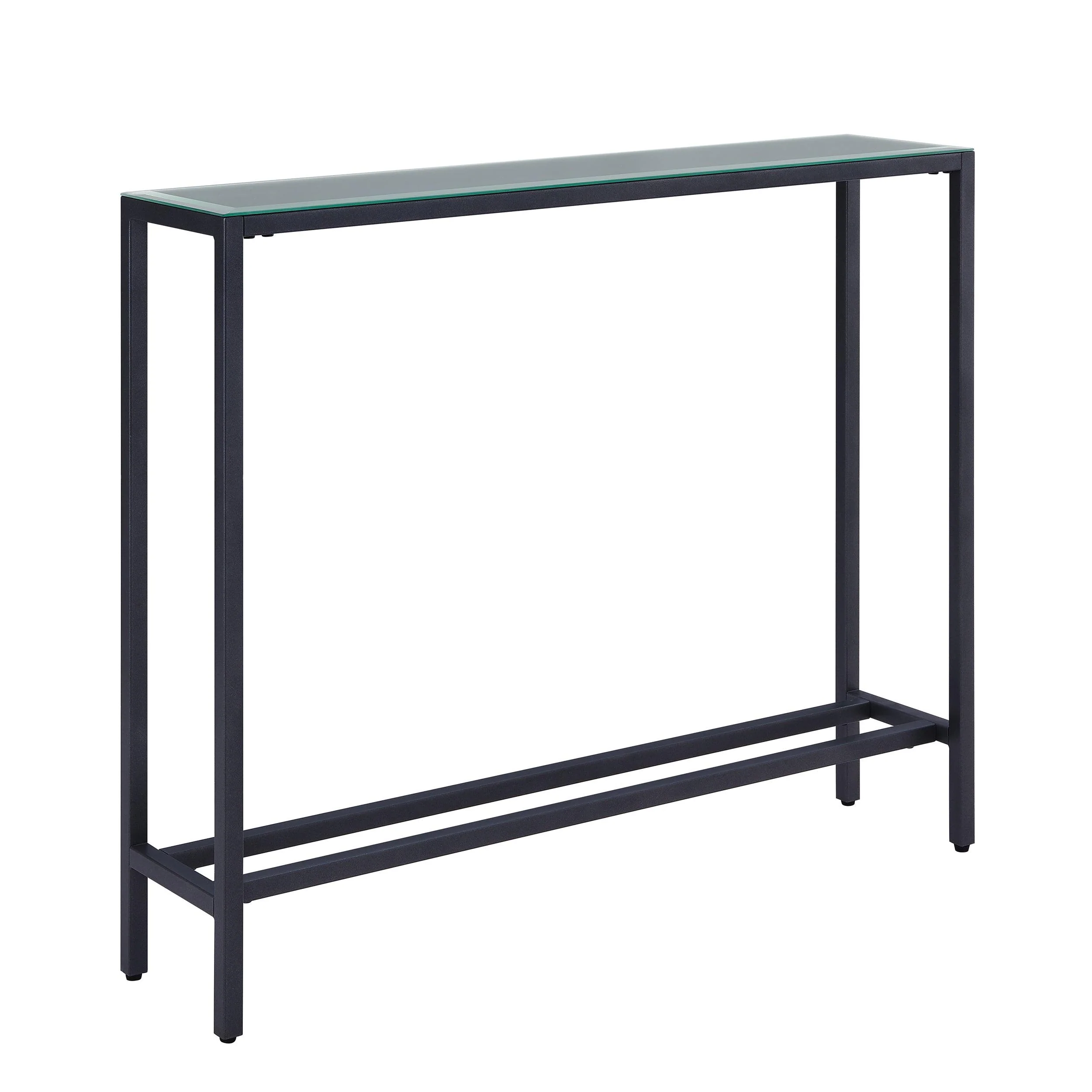 Darrin Narrow Mini Console Table w/ Mirrored Top – Gunmetal Gray