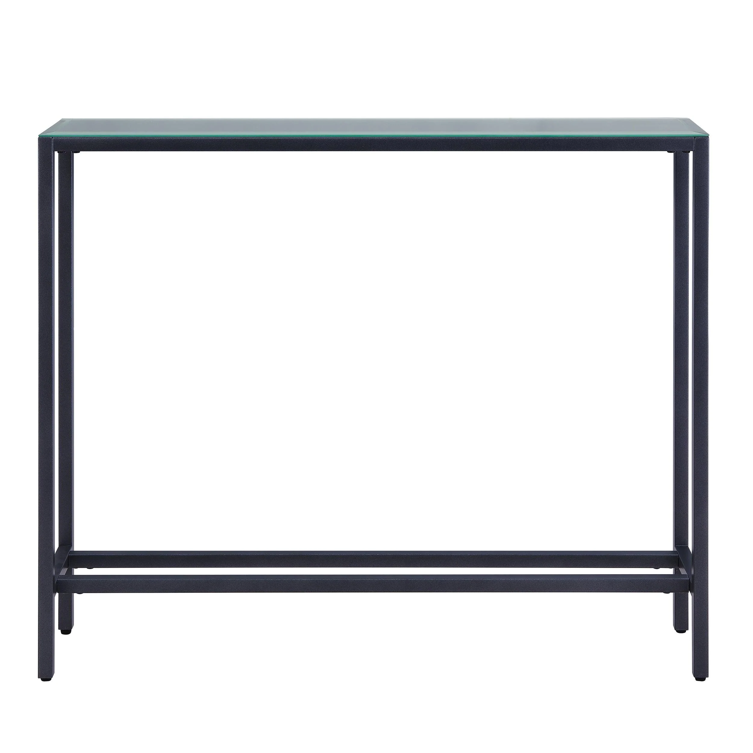Darrin Narrow Mini Console Table w/ Mirrored Top – Gunmetal Gray - Image 3