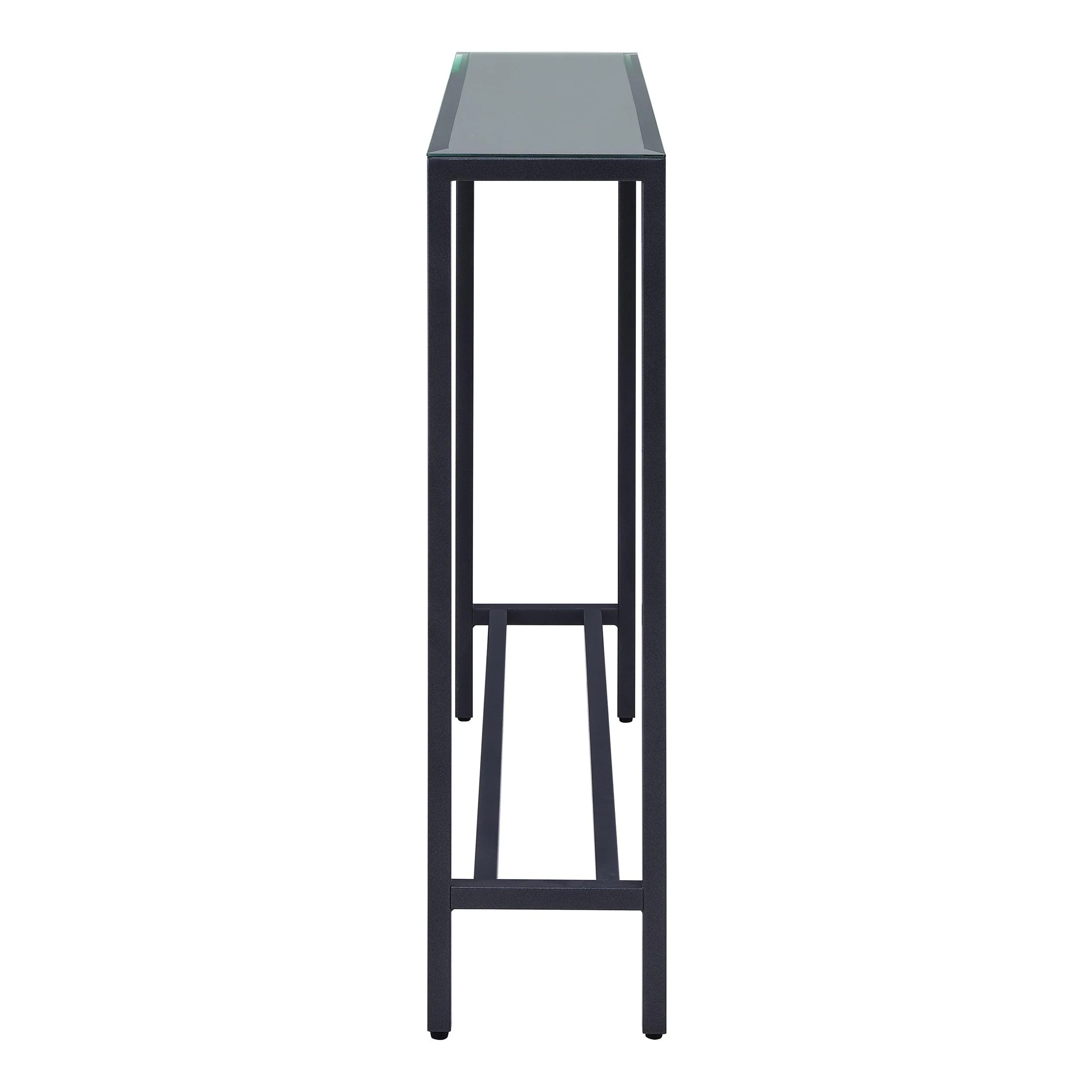Darrin Narrow Mini Console Table w/ Mirrored Top – Gunmetal Gray - Image 7