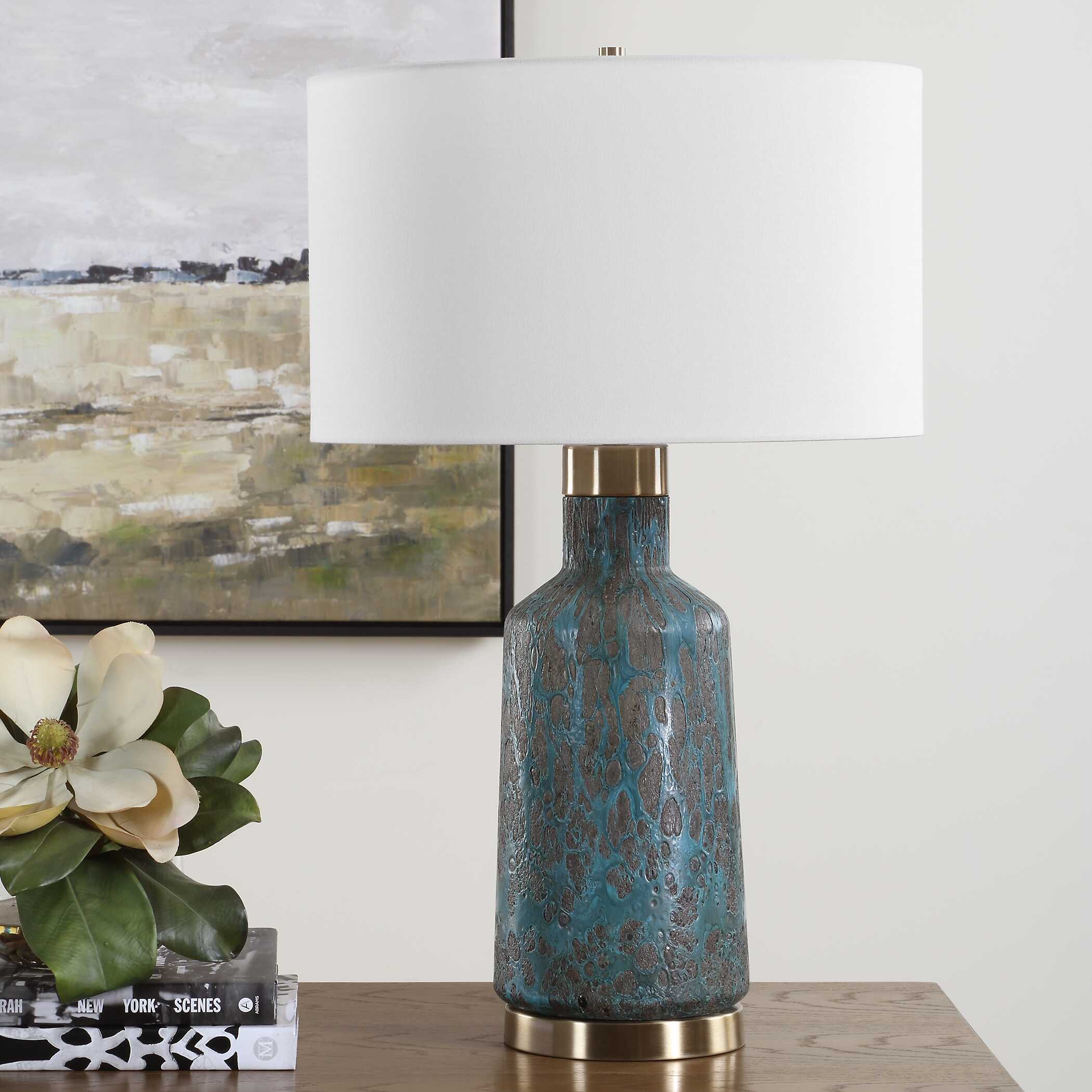 Dauphine Cracked Teal Table Lamp - Image 3