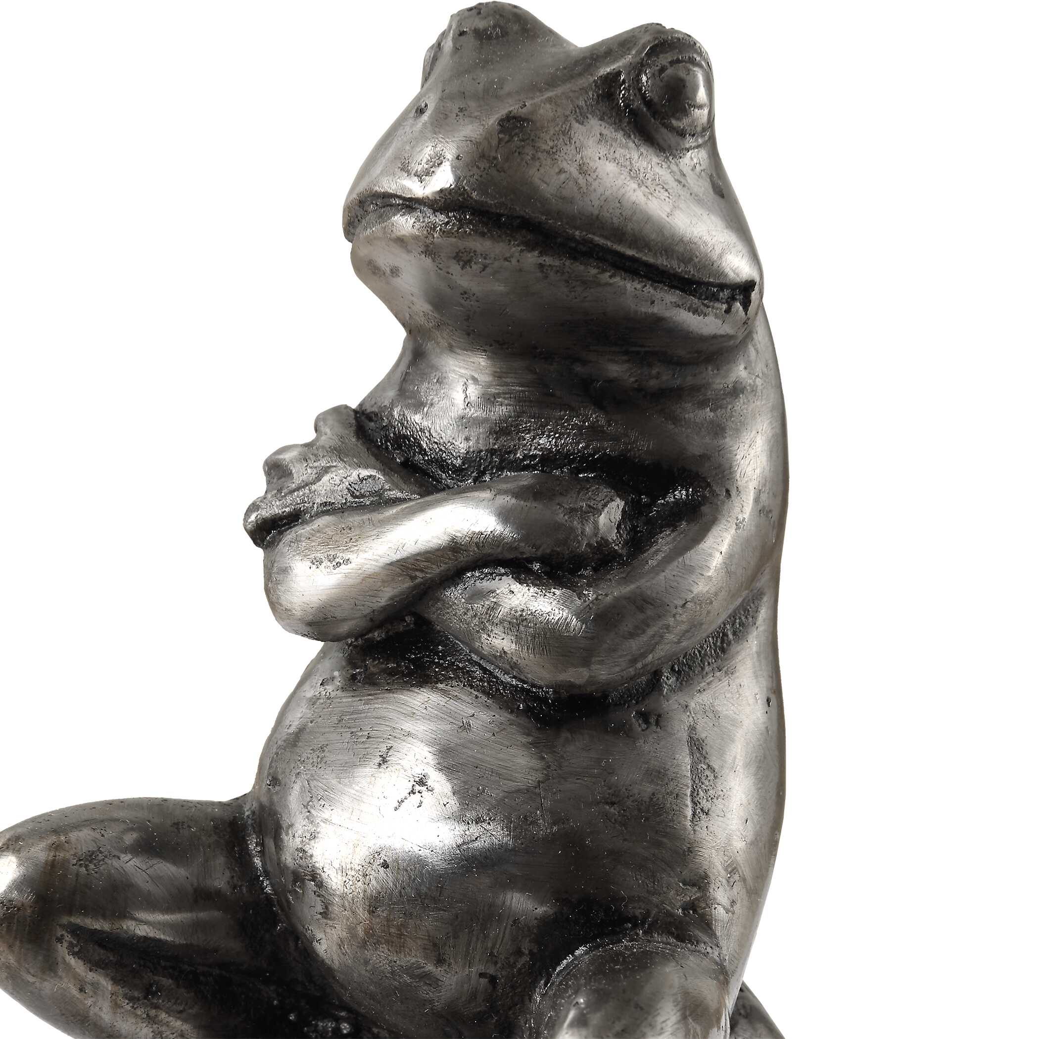 Daydreaming Frogs Aged Silver Bookends, S/2 - Image 5