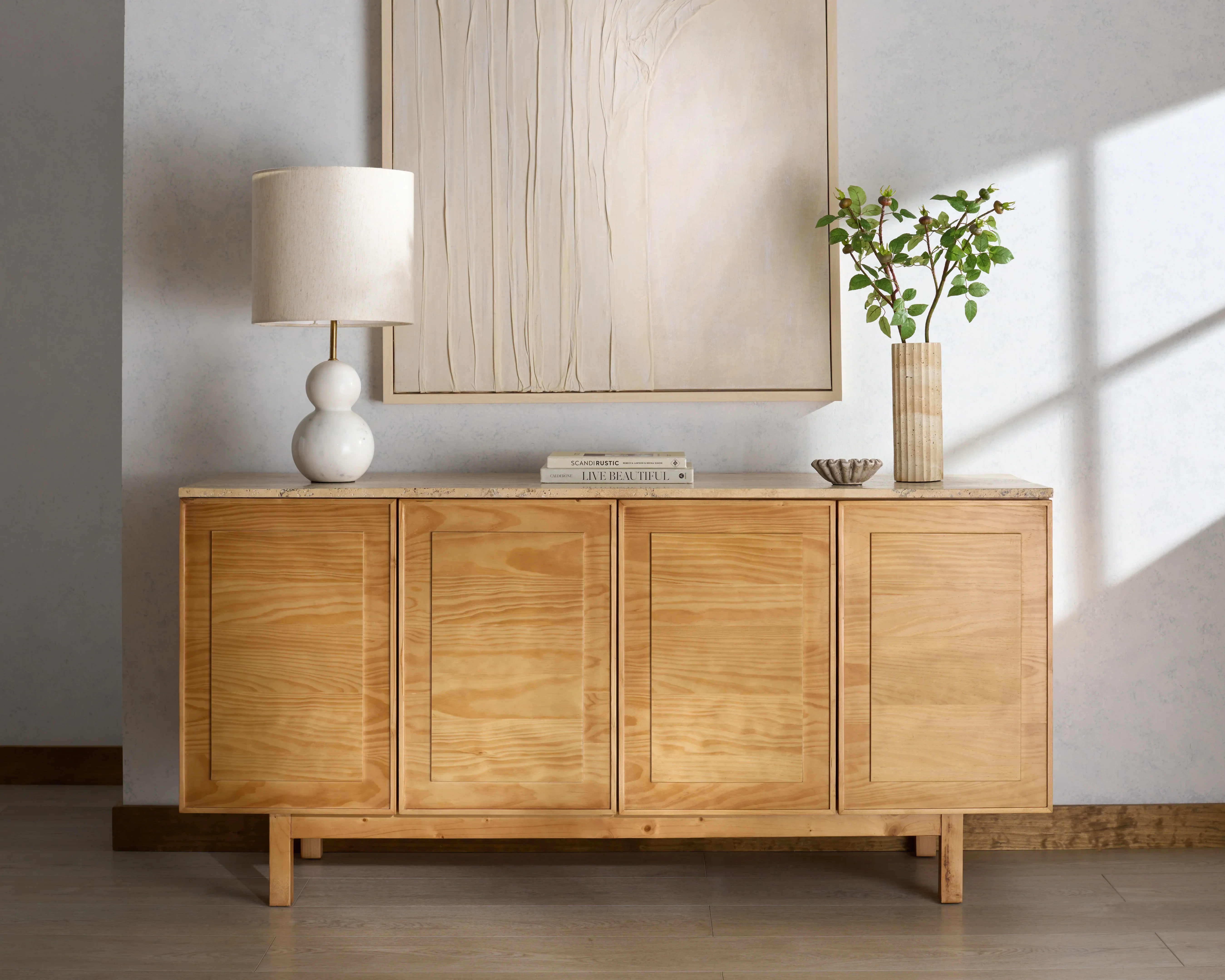 Debrianna Travertine Top Sideboard - Image 4