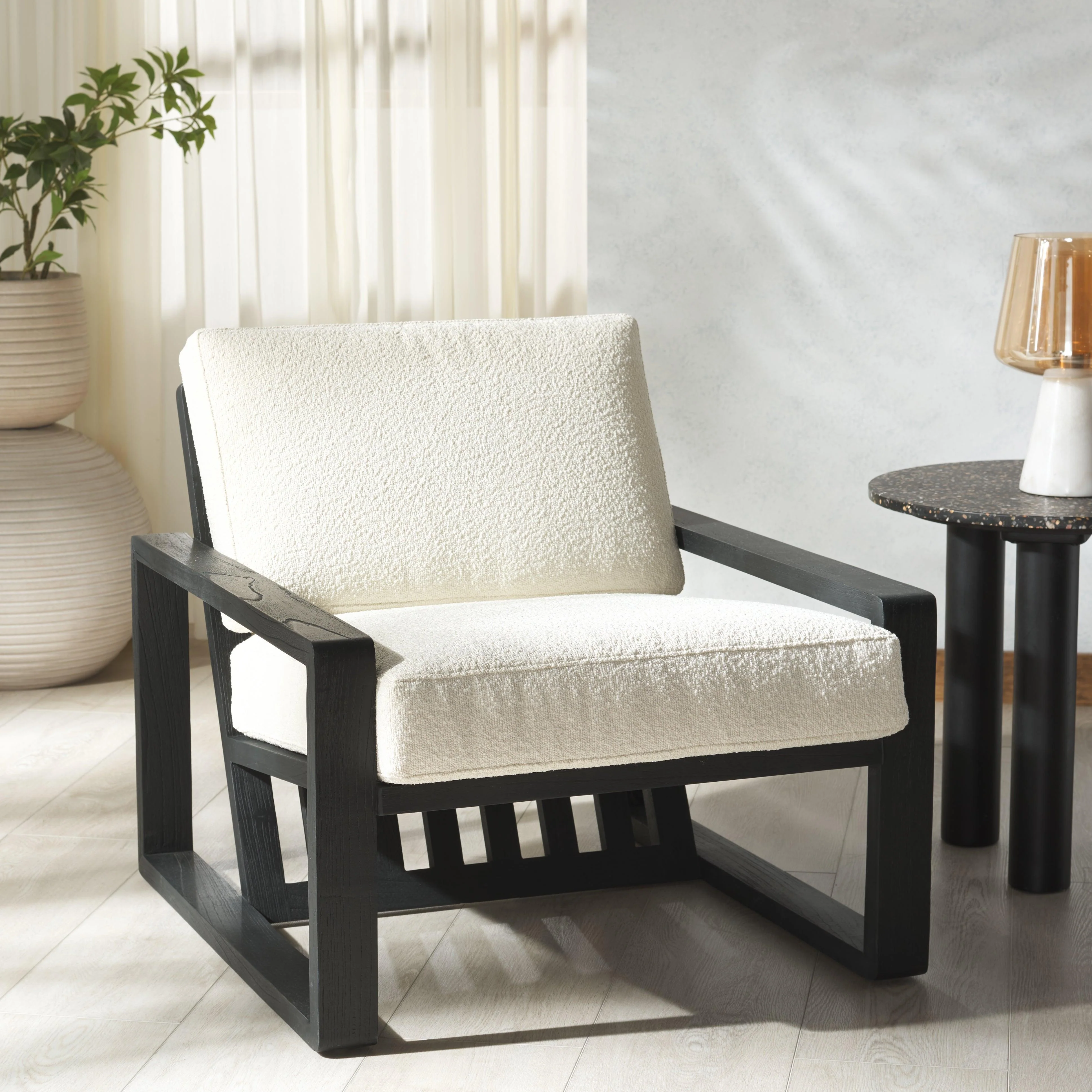 Decarlo Boucle Wooden Frame Accent Chair - Image 9