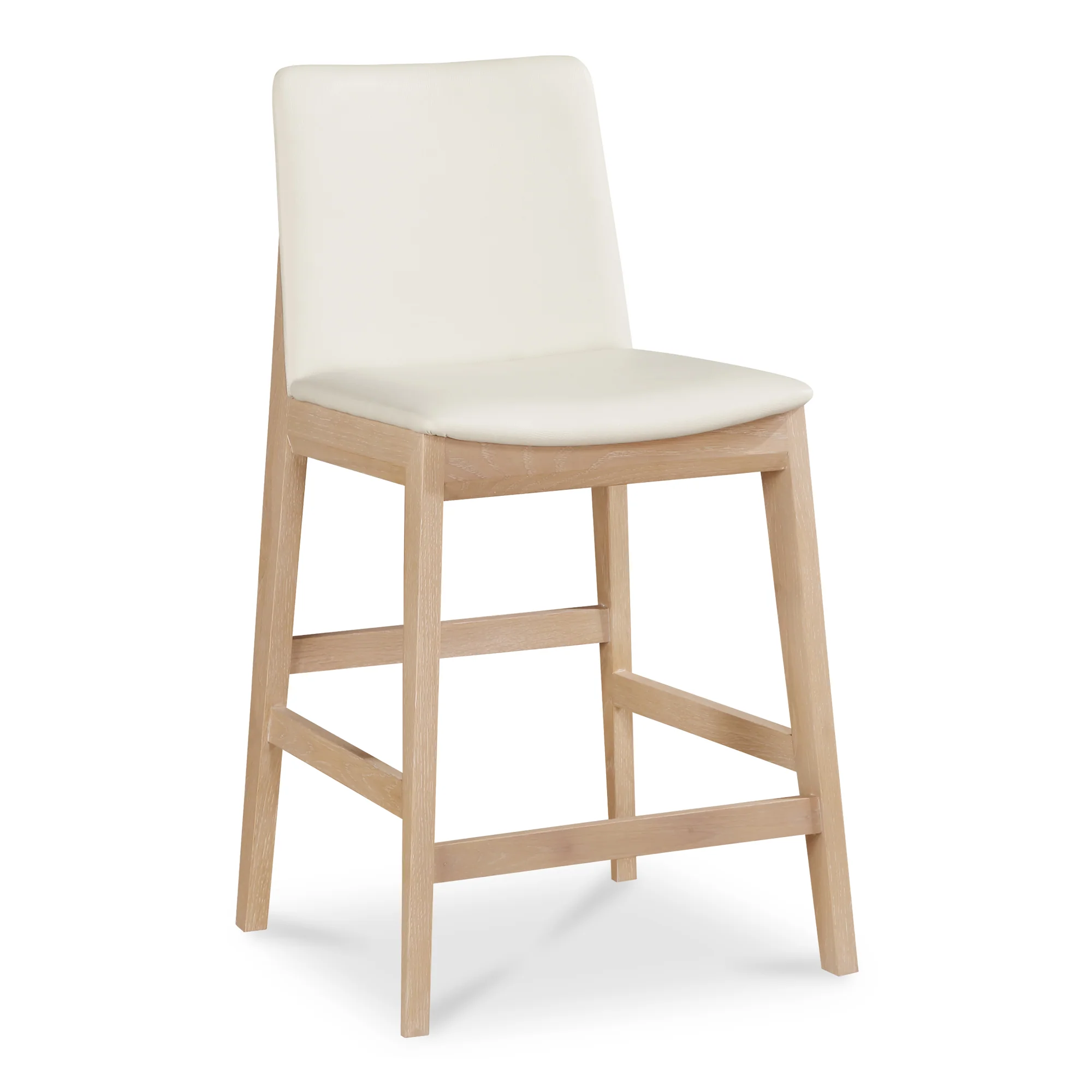 Deco Oak Counter Stool White PVC - Set of 2 - Image 3