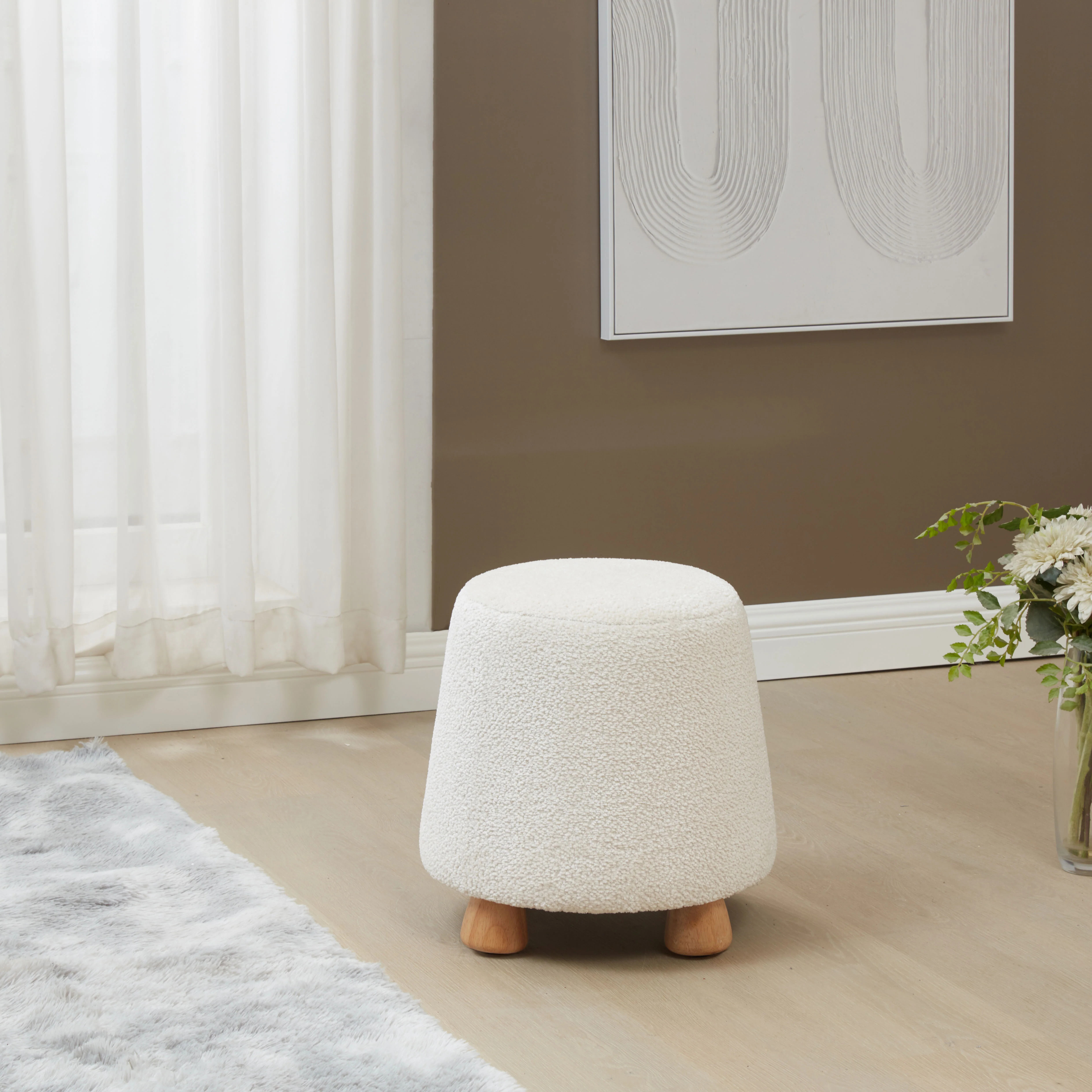 Denison Round Chenille Ottoman - Image 2