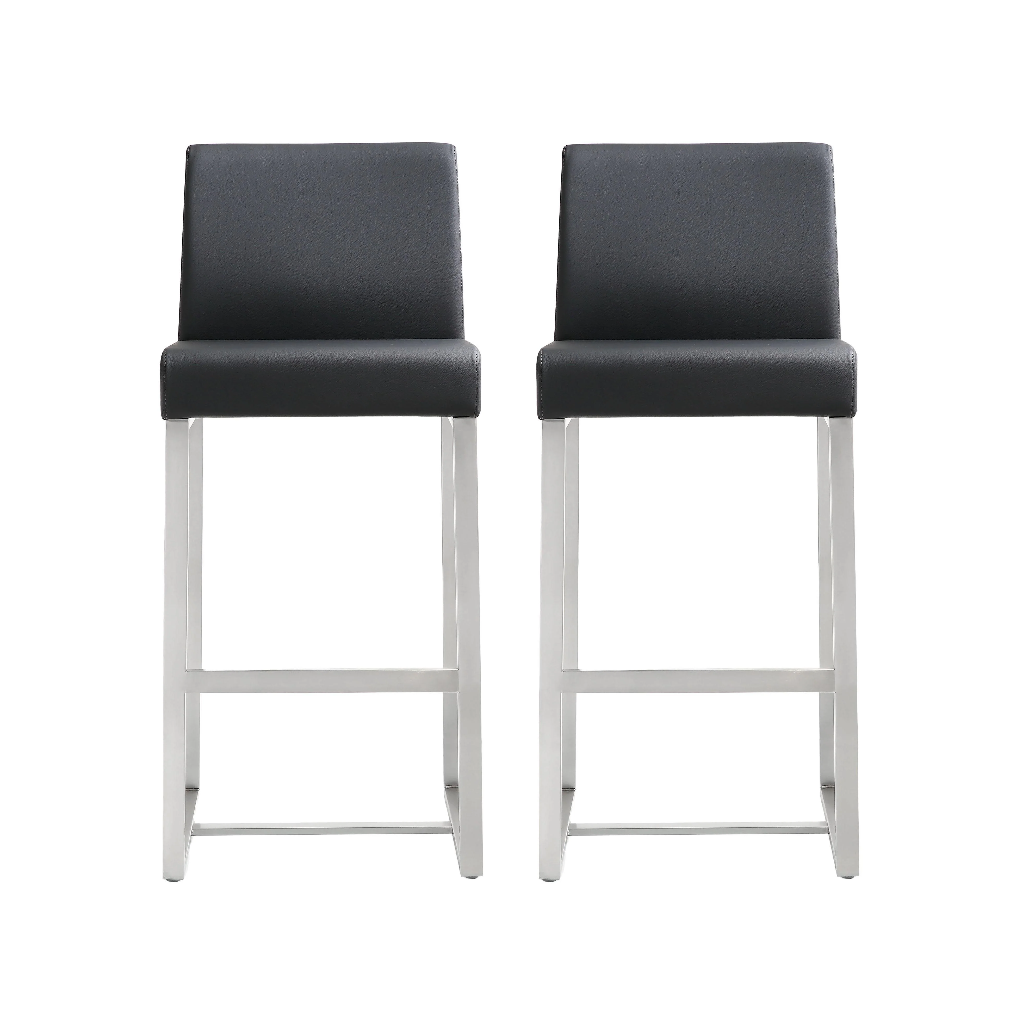 Denmark Black Stainless Steel Counter Stool (Set of 2)