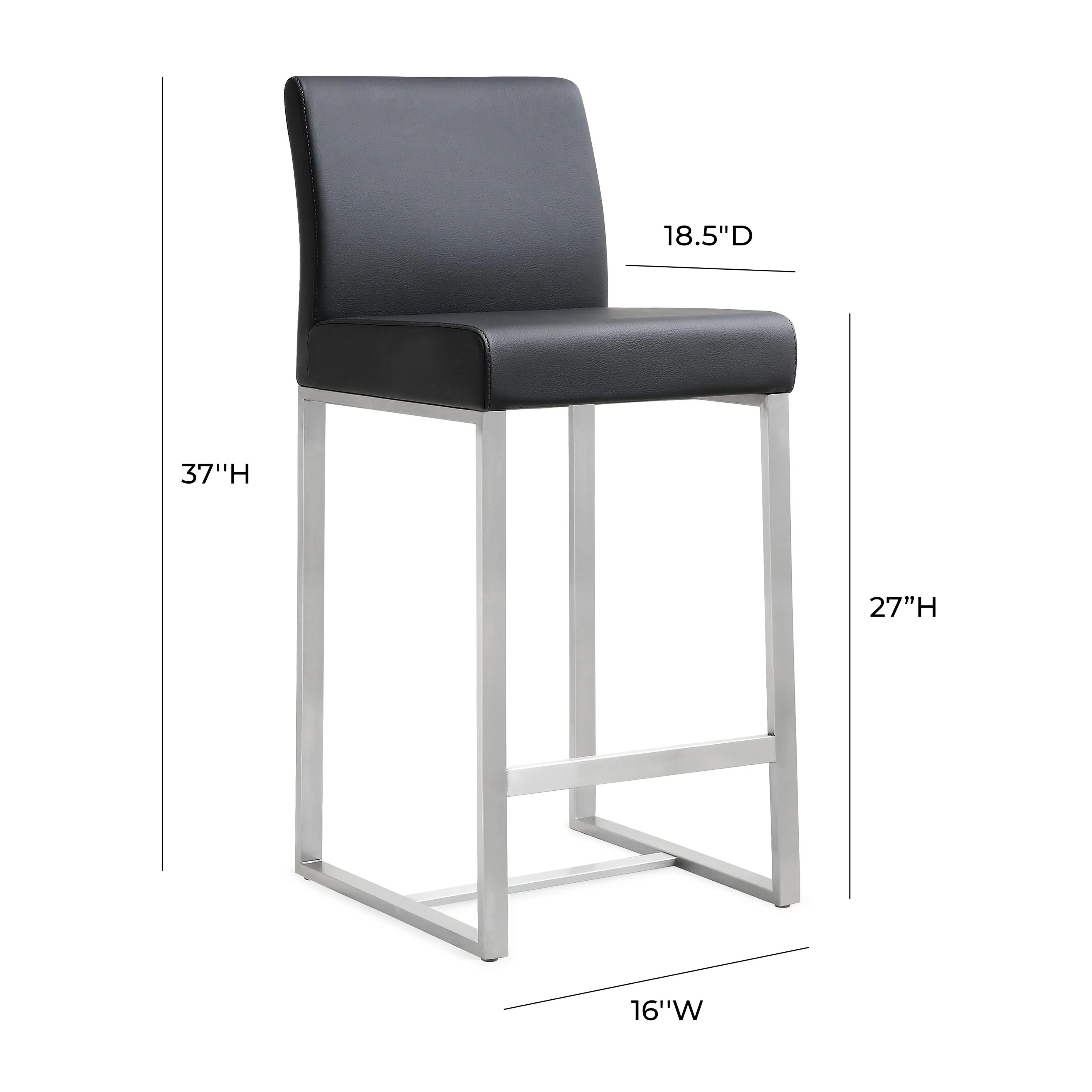 Denmark Black Stainless Steel Counter Stool (Set of 2) - Image 9