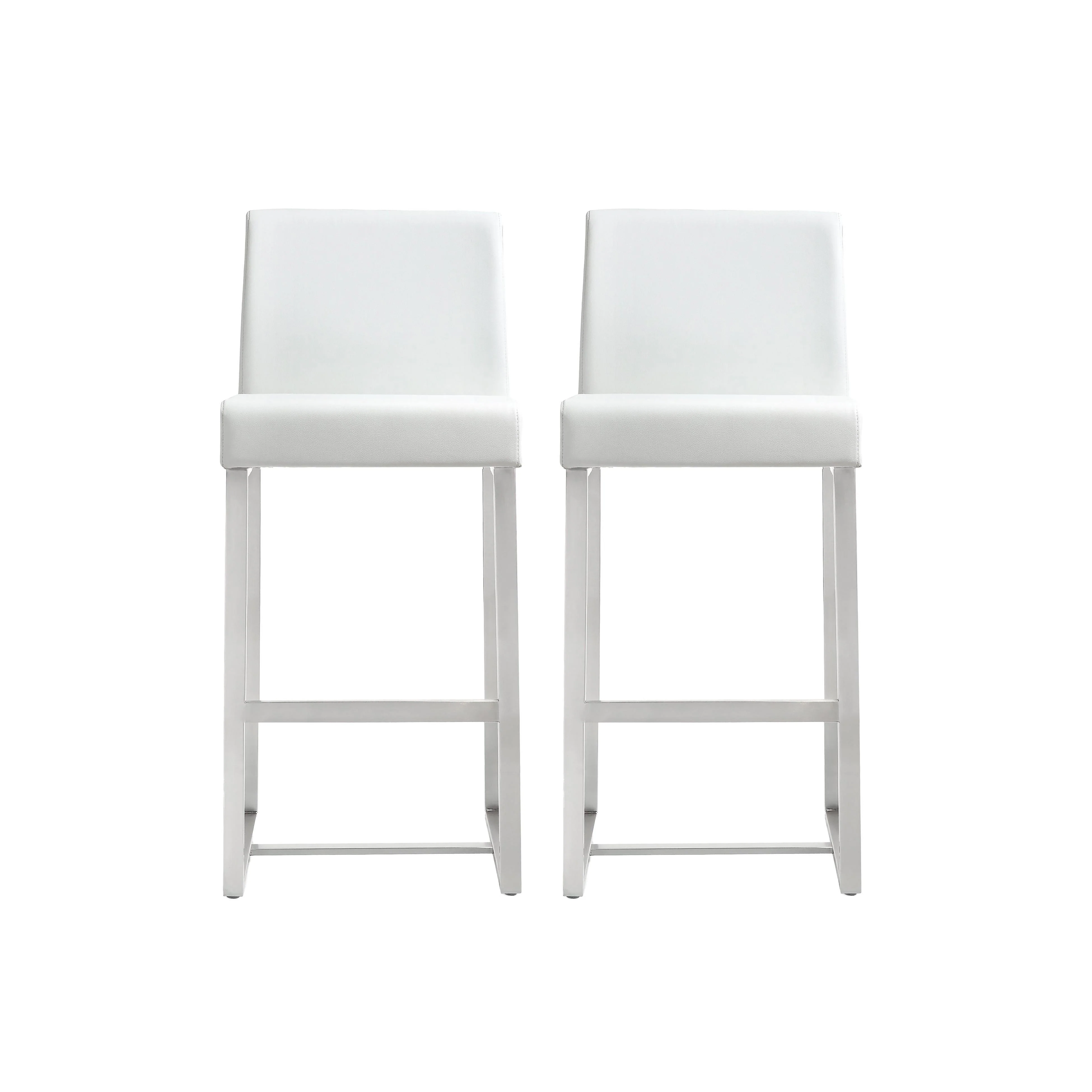 Denmark White Stainless Steel Counter Stool (Set of 2)